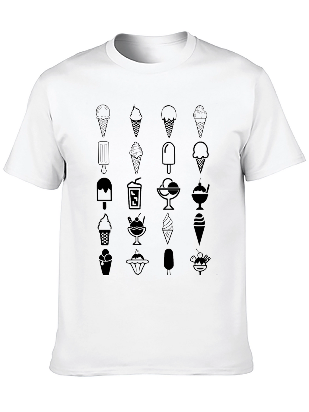 Ice Cream Graphic Tee - Black Cotton Casual Shirt