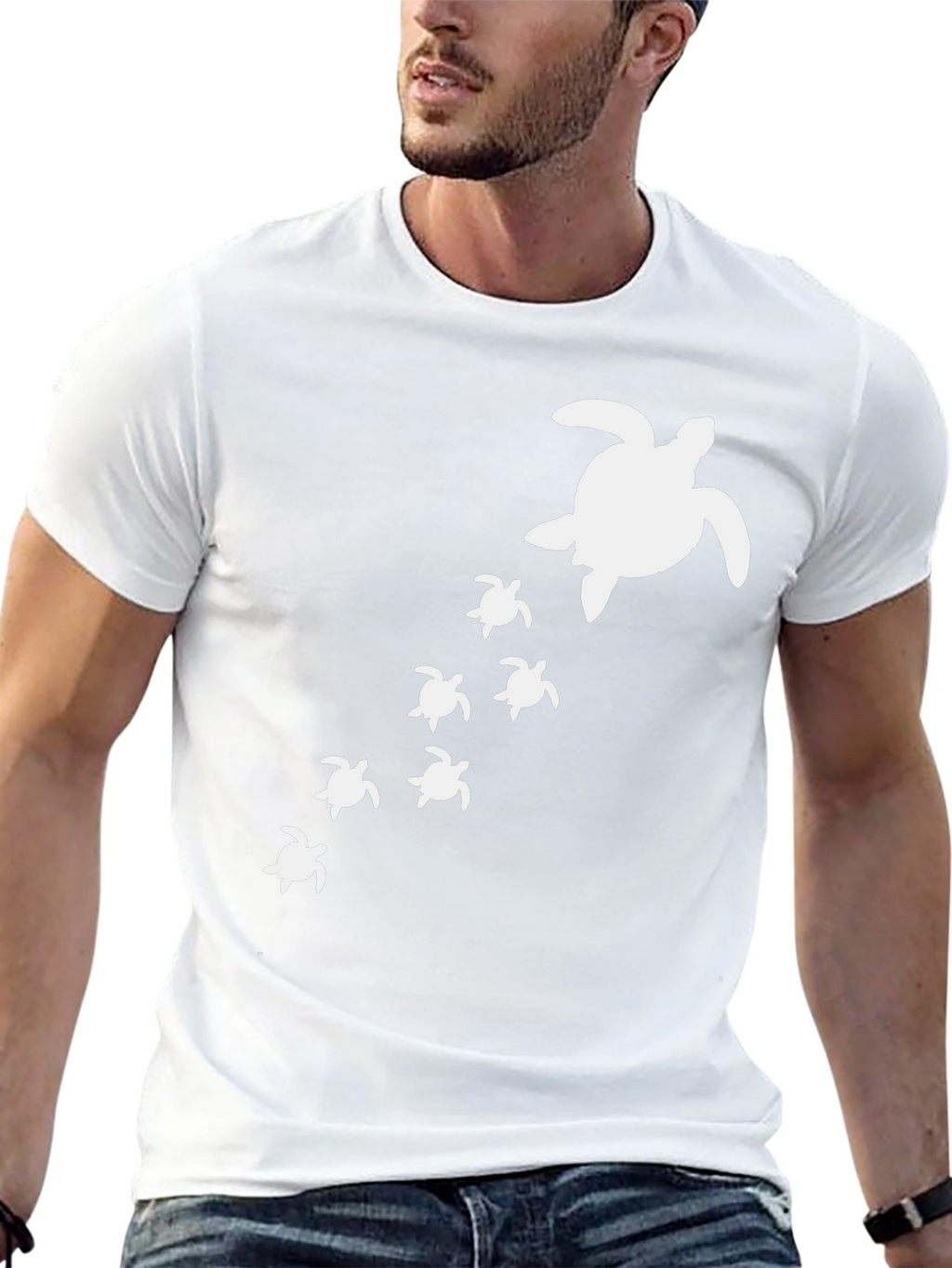 Turtle Family Graphic Print Crew Neck T-Shirt