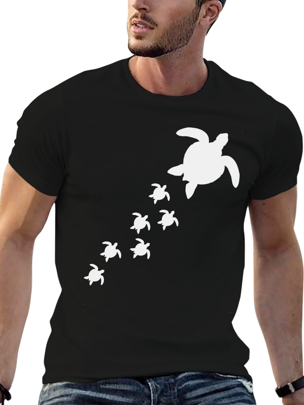 Turtle Family Graphic Print Crew Neck T-Shirt