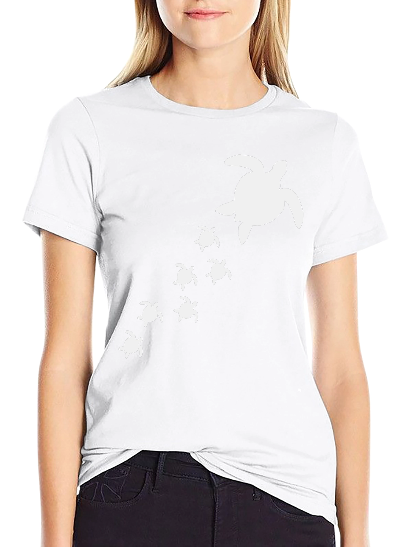 Turtle Family Graphic Print Crew Neck T-Shirt