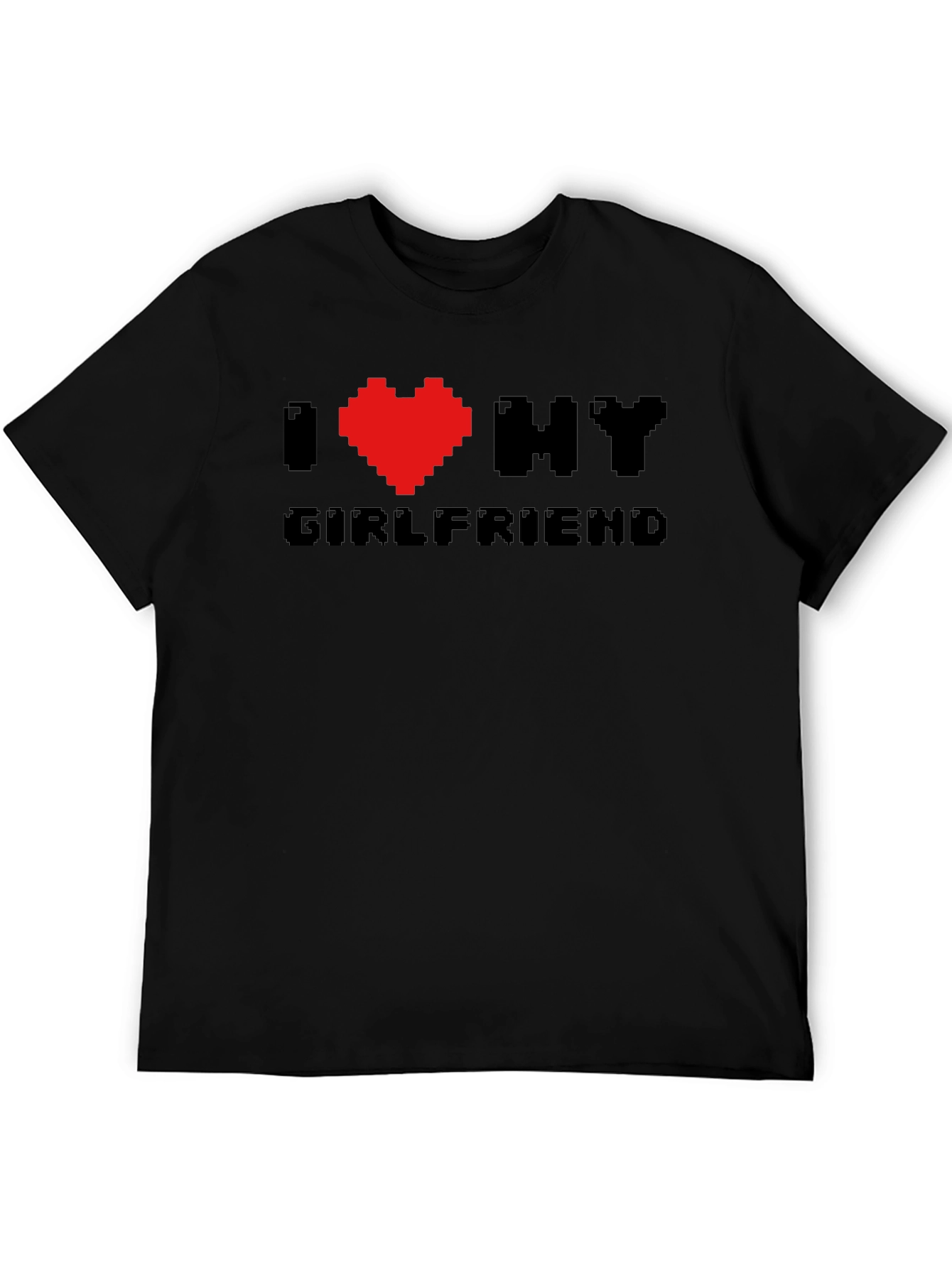 I Heart My Girlfriend Pixel Art Black T-Shirt