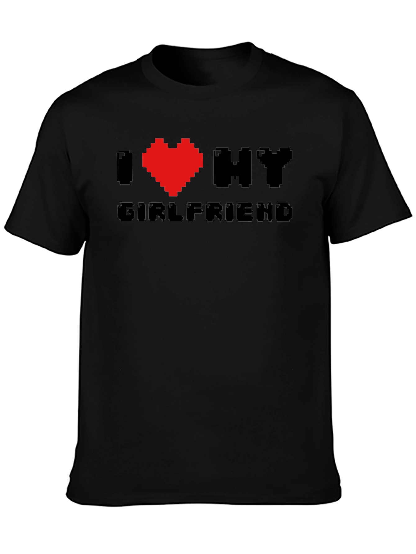 I Heart My Girlfriend Pixel Art Black T-Shirt