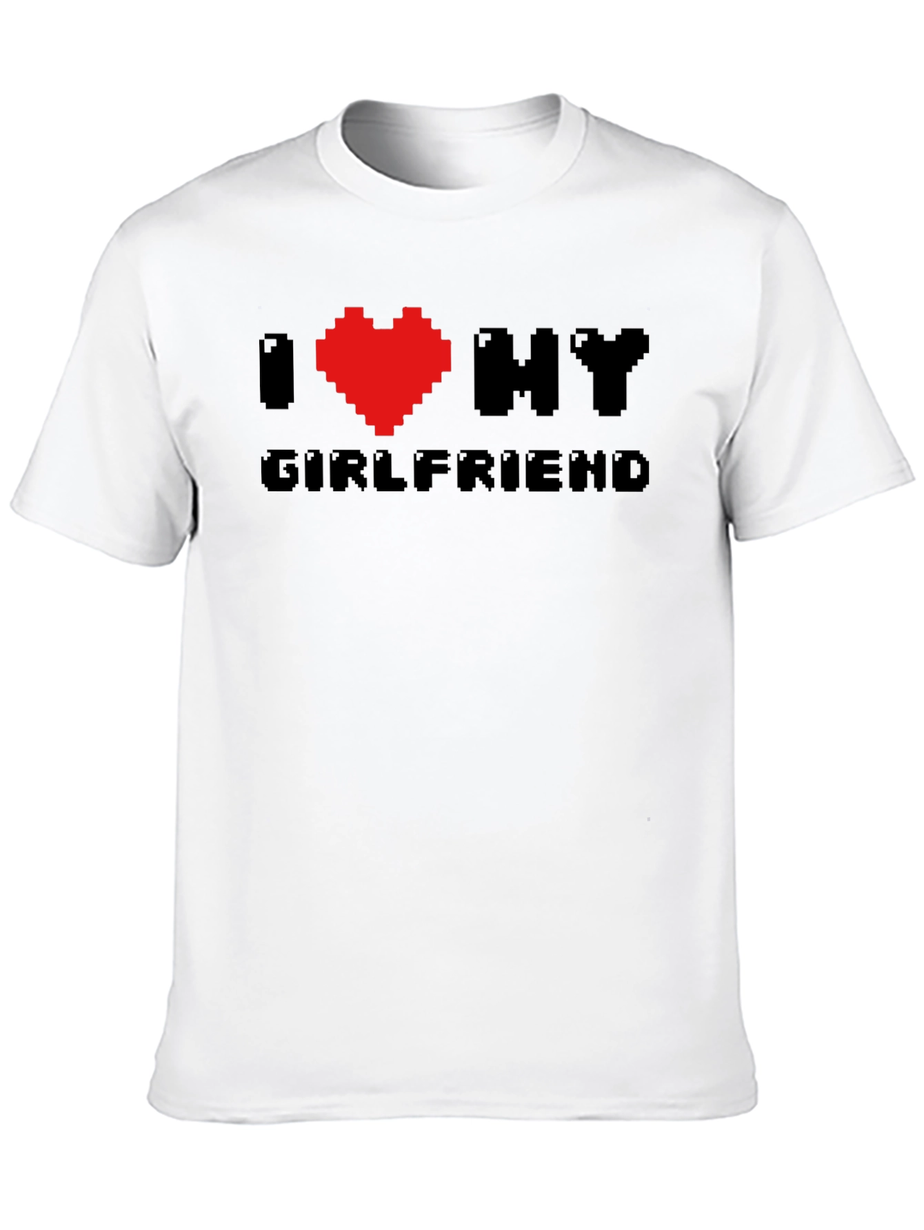 I Heart My Girlfriend Pixel Art Black T-Shirt