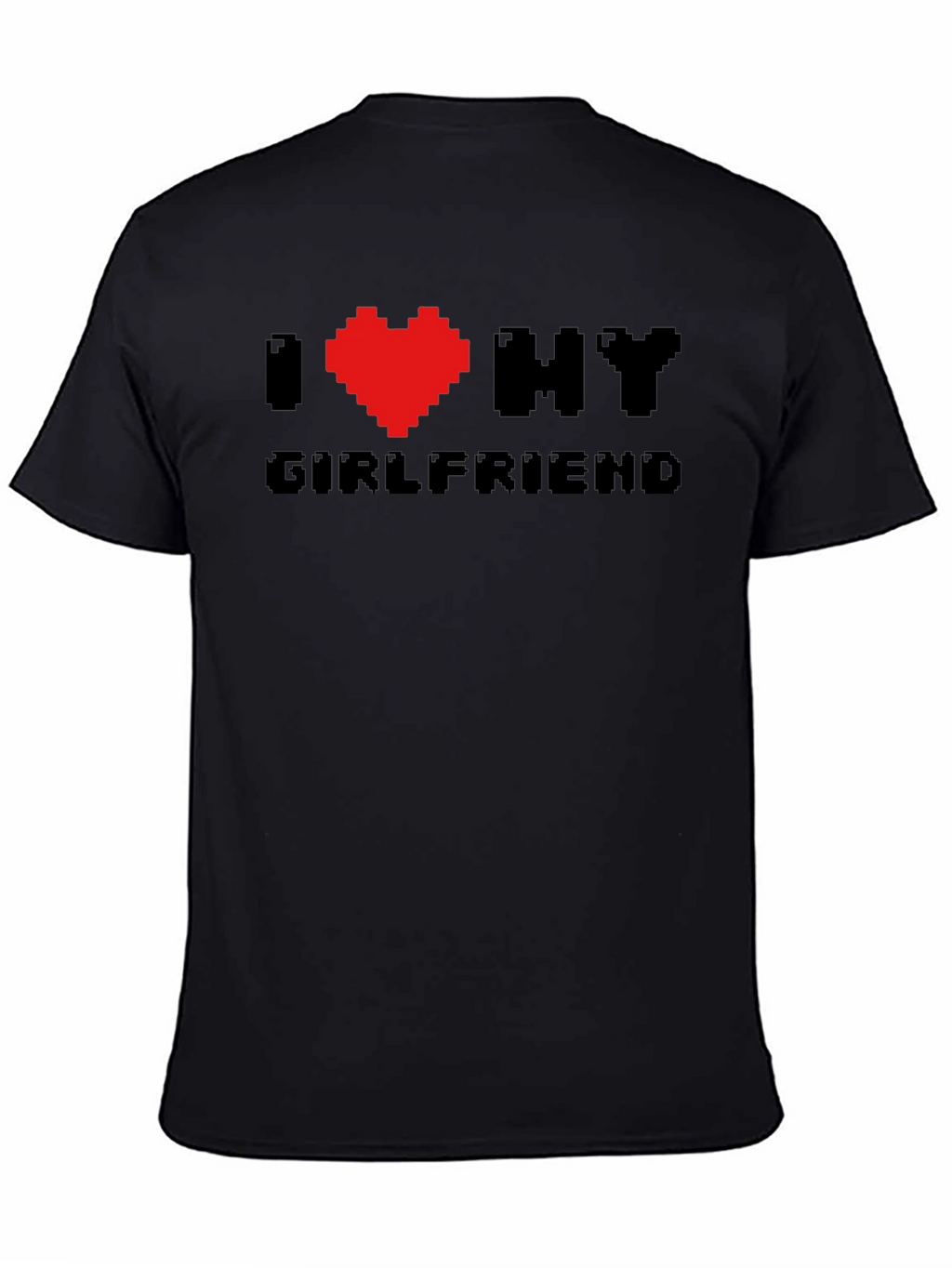 I Heart My Girlfriend Pixel Art Black T-Shirt
