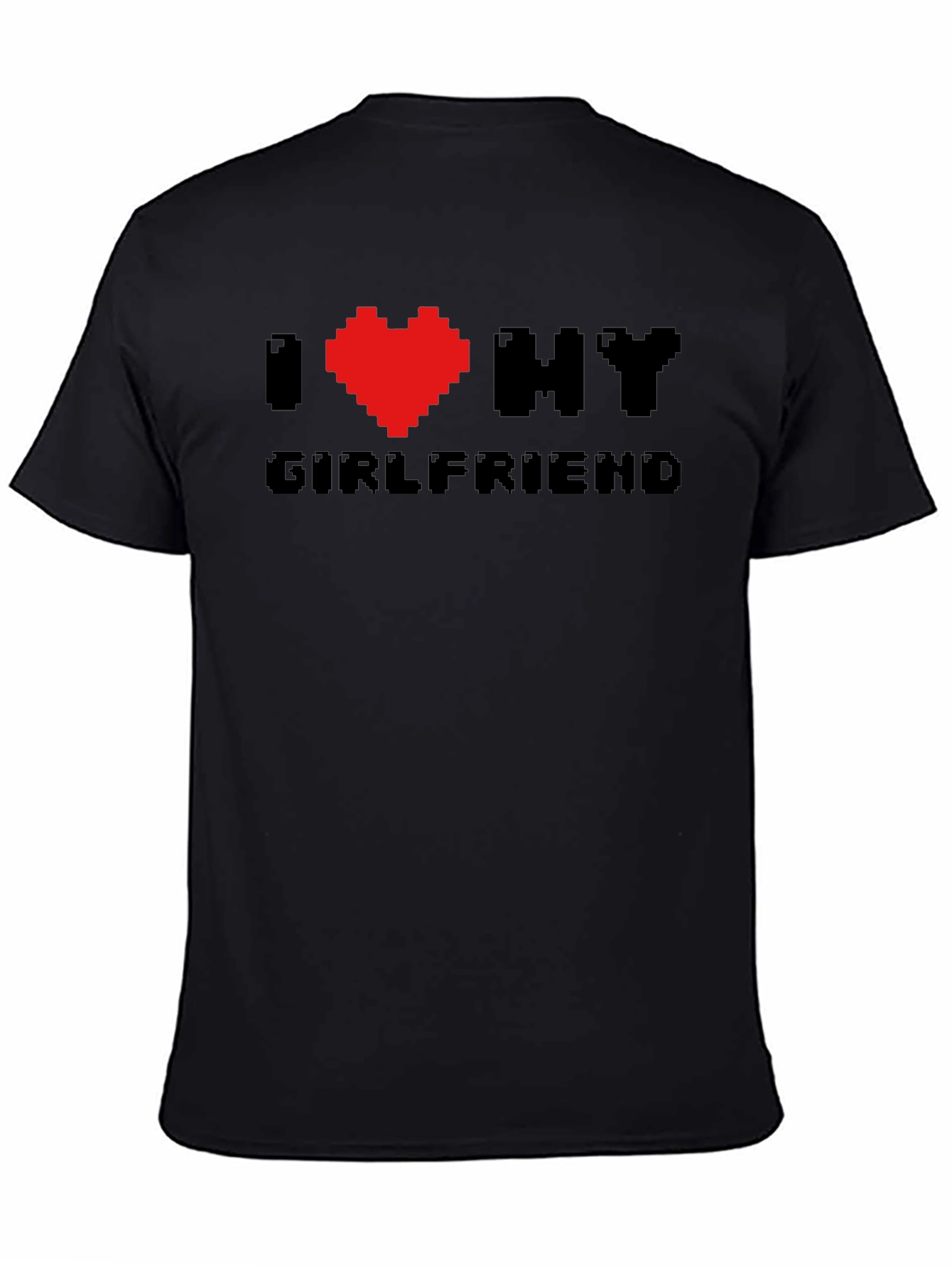 I Heart My Girlfriend Pixel Art Black T-Shirt