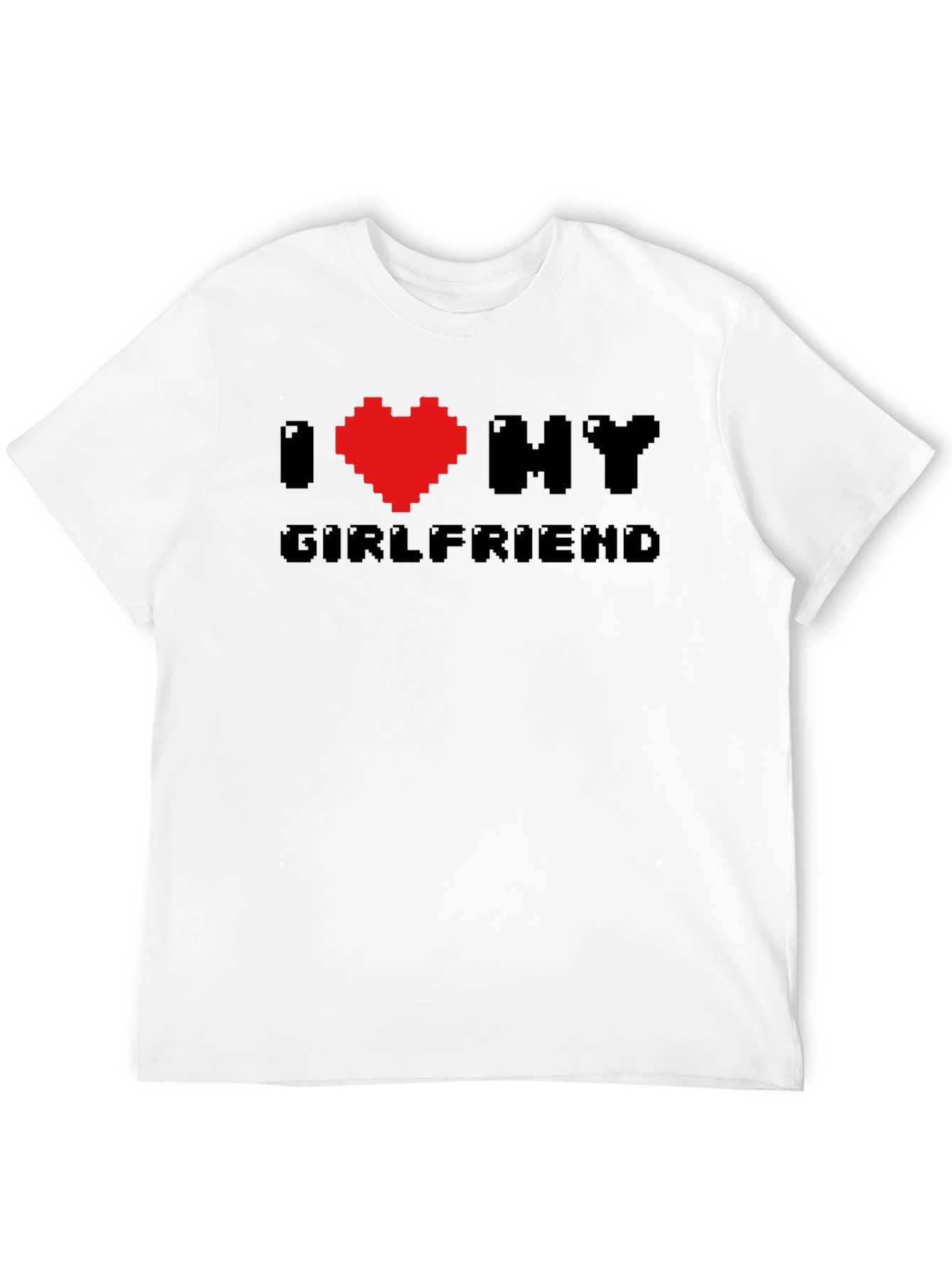 I Heart My Girlfriend Pixel Art Black T-Shirt