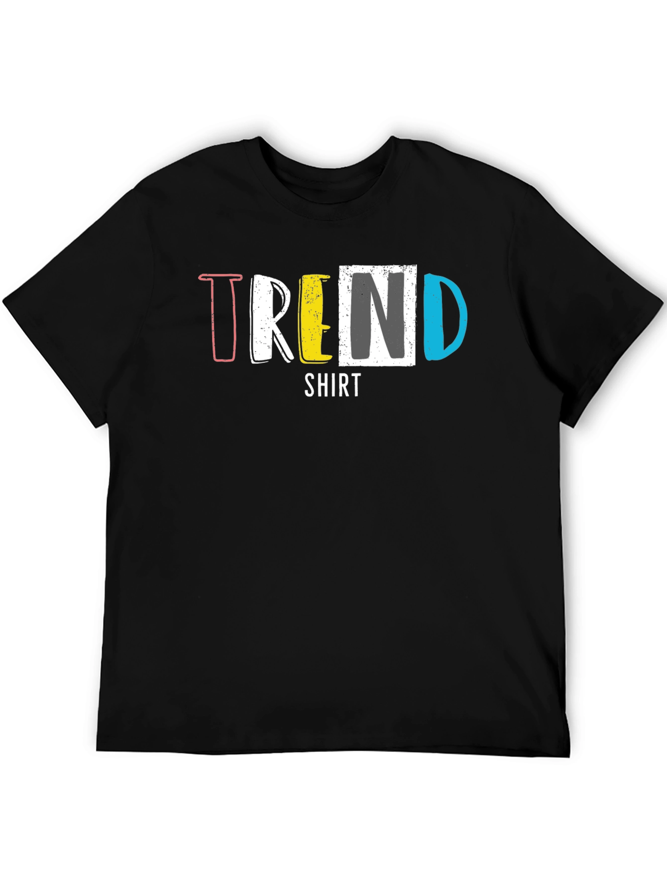 Trendy Mens Black T-Shirt with Colorful Graphic Print