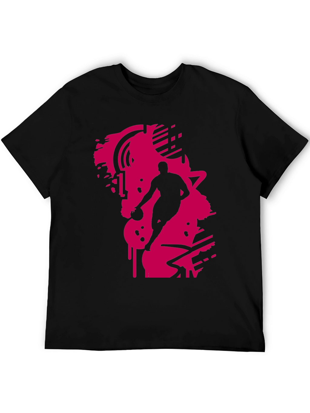Black Tee with Abstract Basketball Graphic