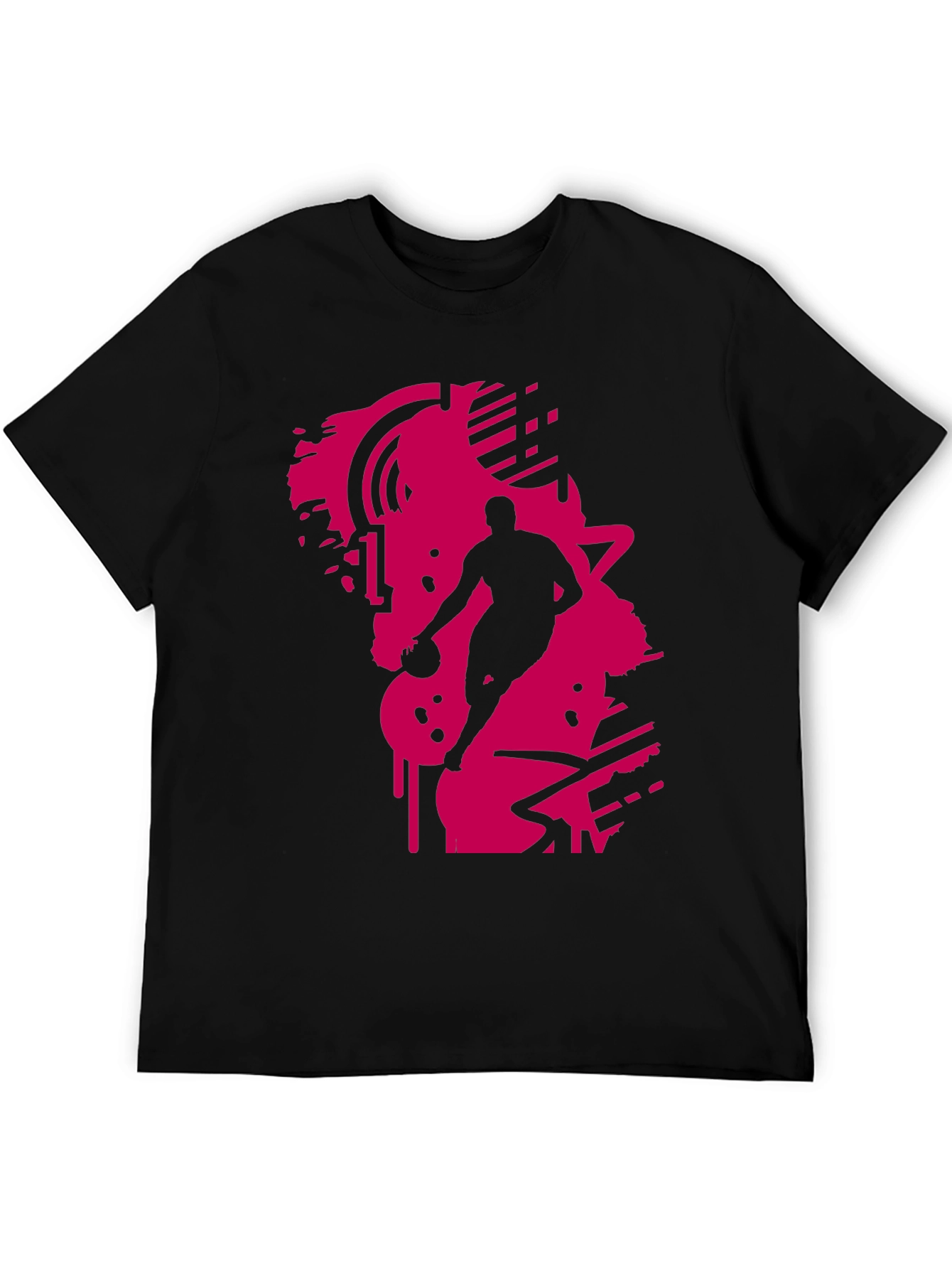Black Tee with Abstract Basketball Graphic