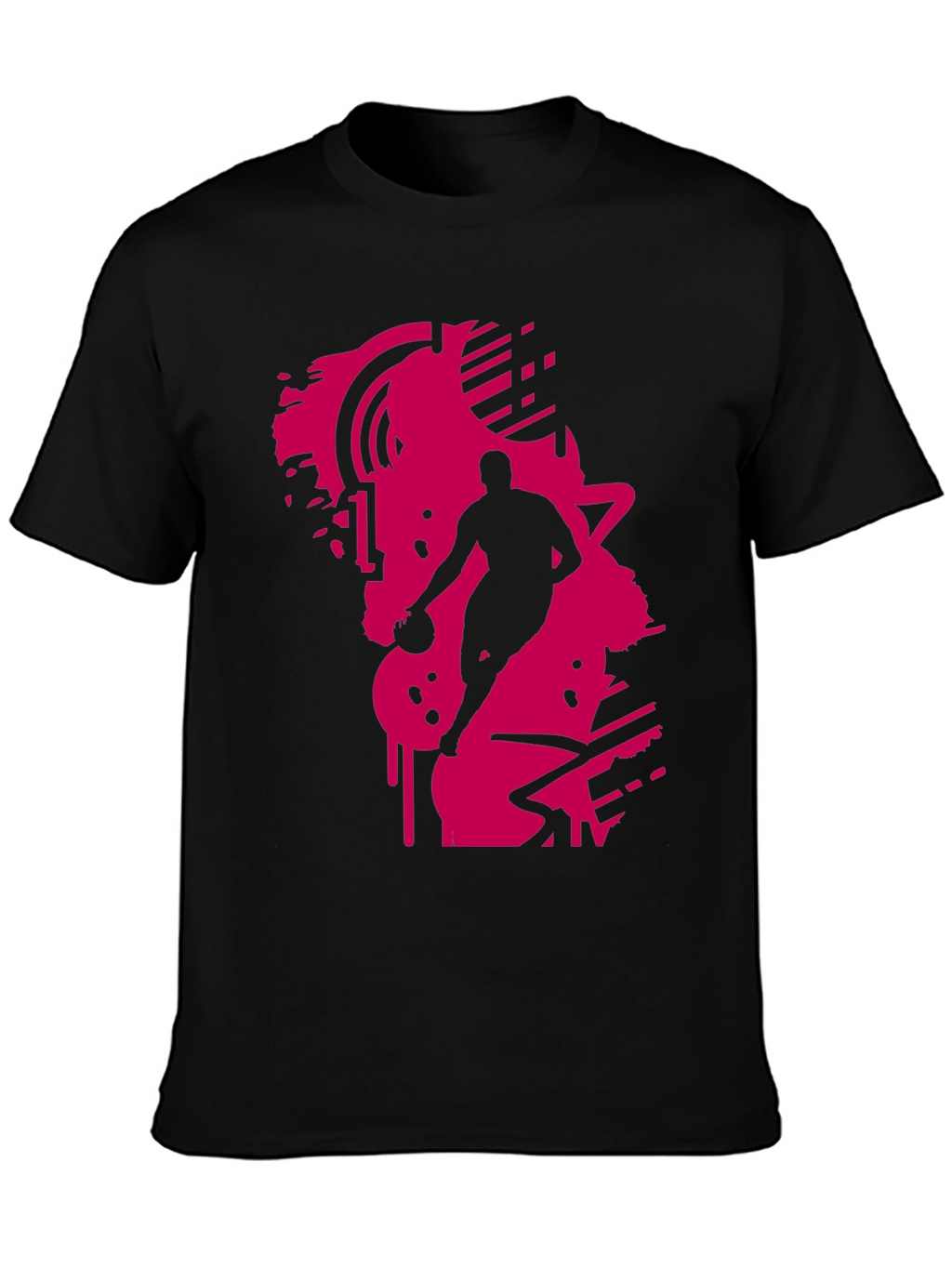 Black Tee with Abstract Basketball Graphic