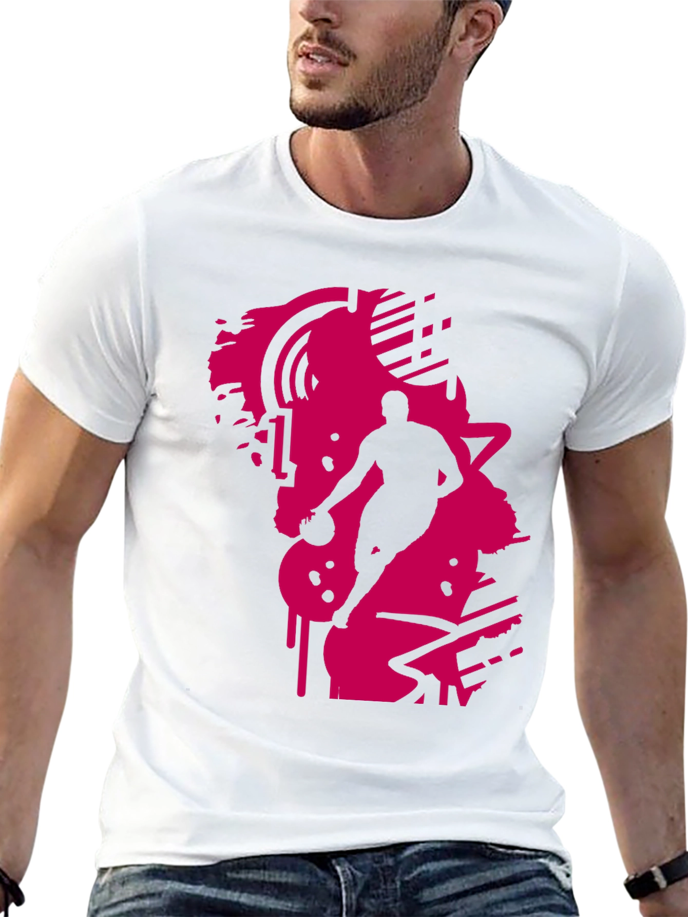 Black Tee with Abstract Basketball Graphic