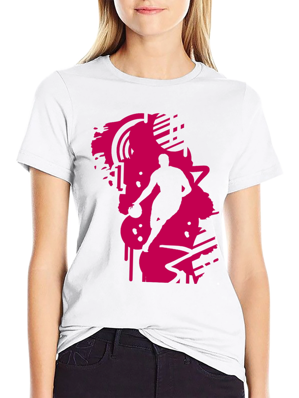 Black Tee with Abstract Basketball Graphic