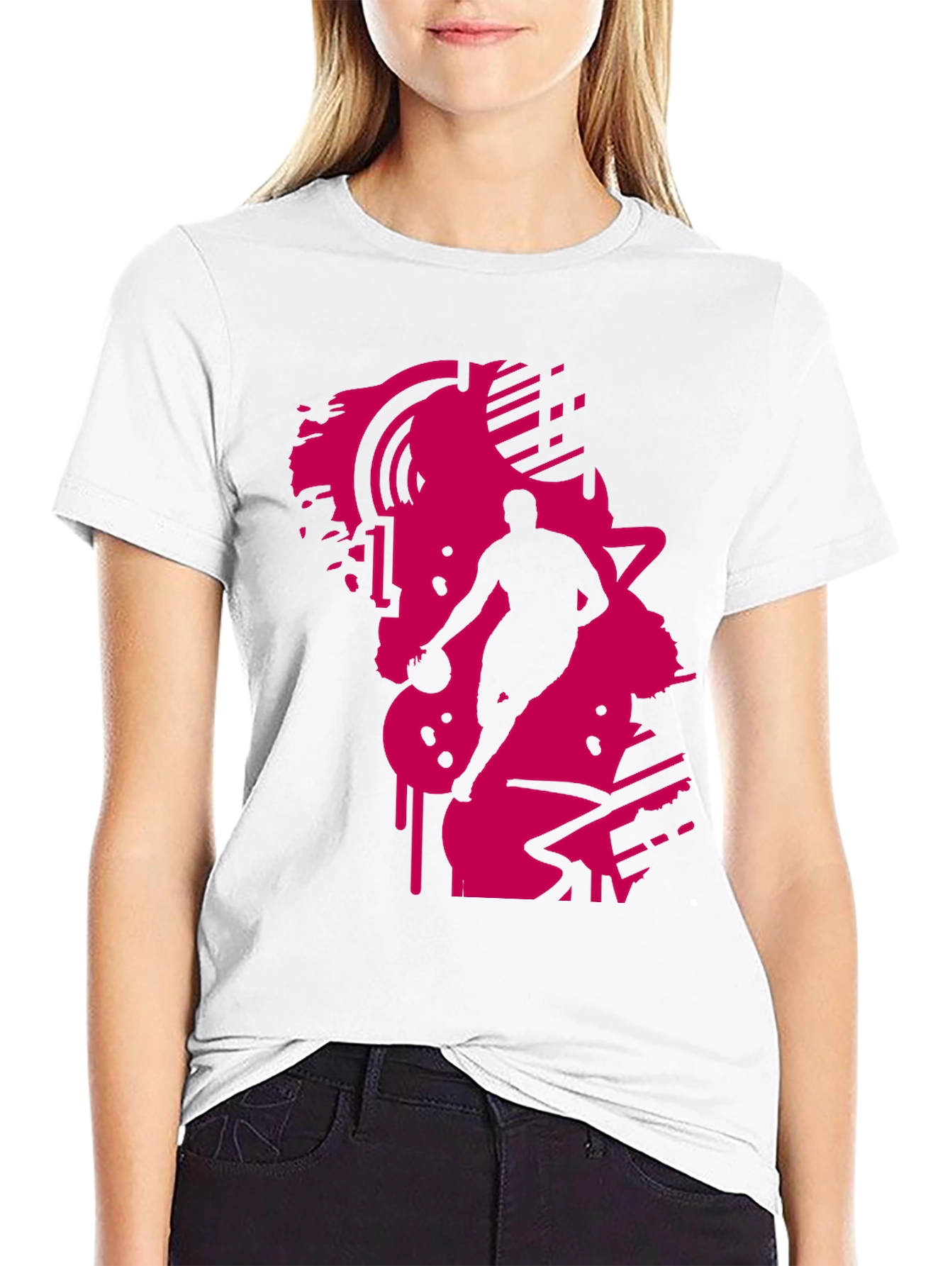 Black Tee with Abstract Basketball Graphic