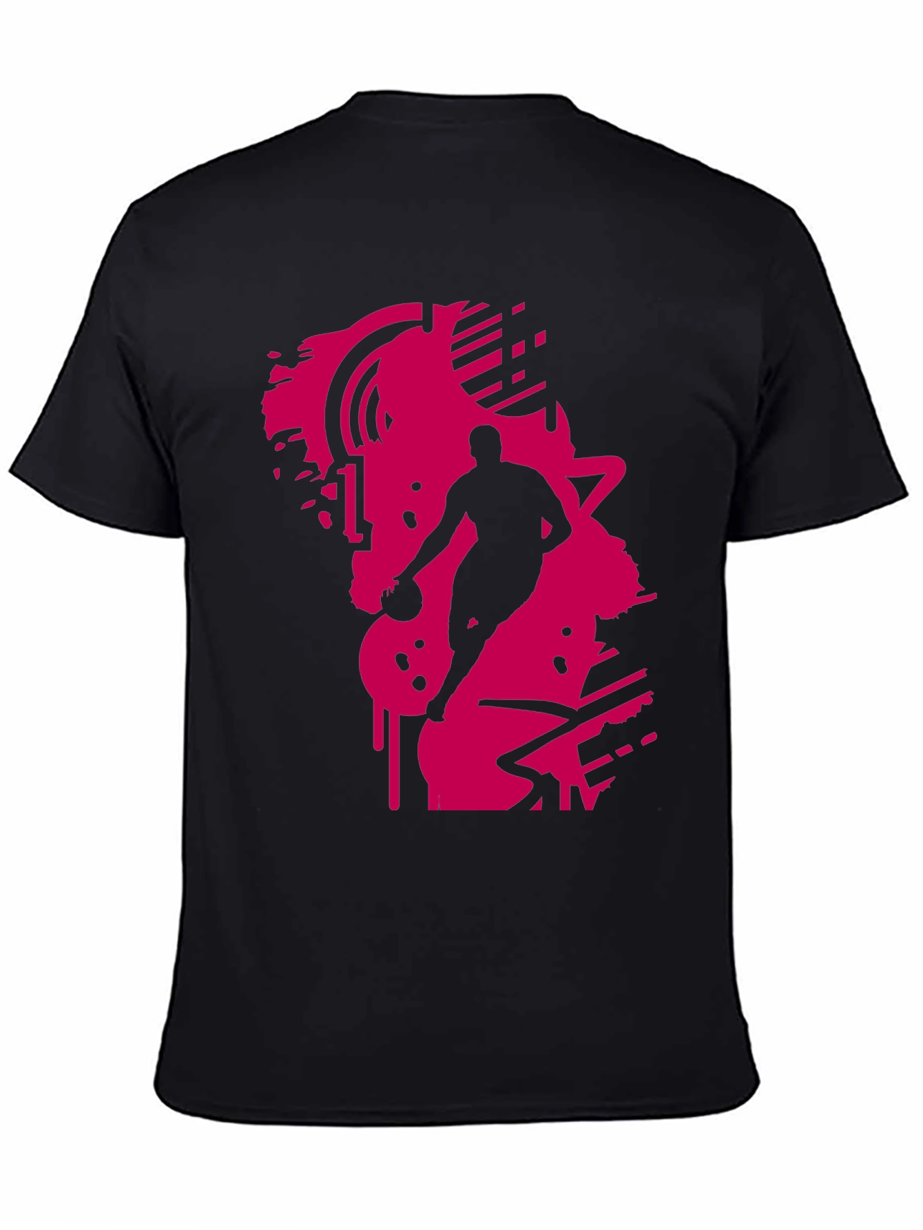 Black Tee with Abstract Basketball Graphic