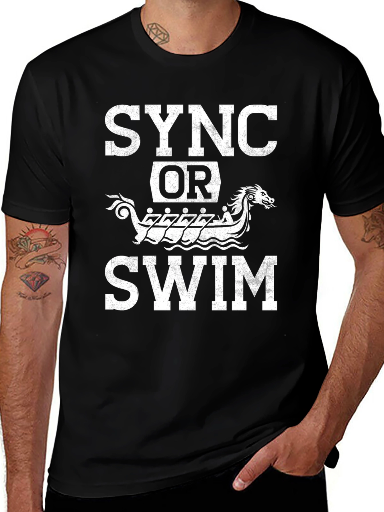 Sync or Swim T-Shirt - Viking Boat Design
