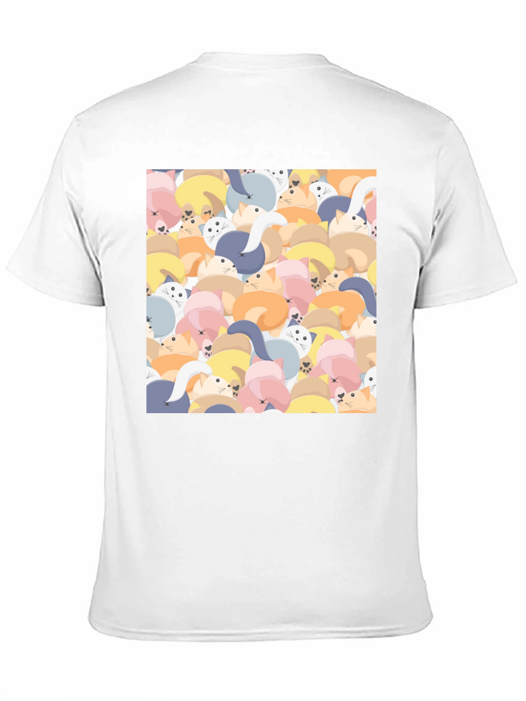 Cute Cat Print Black T-Shirt