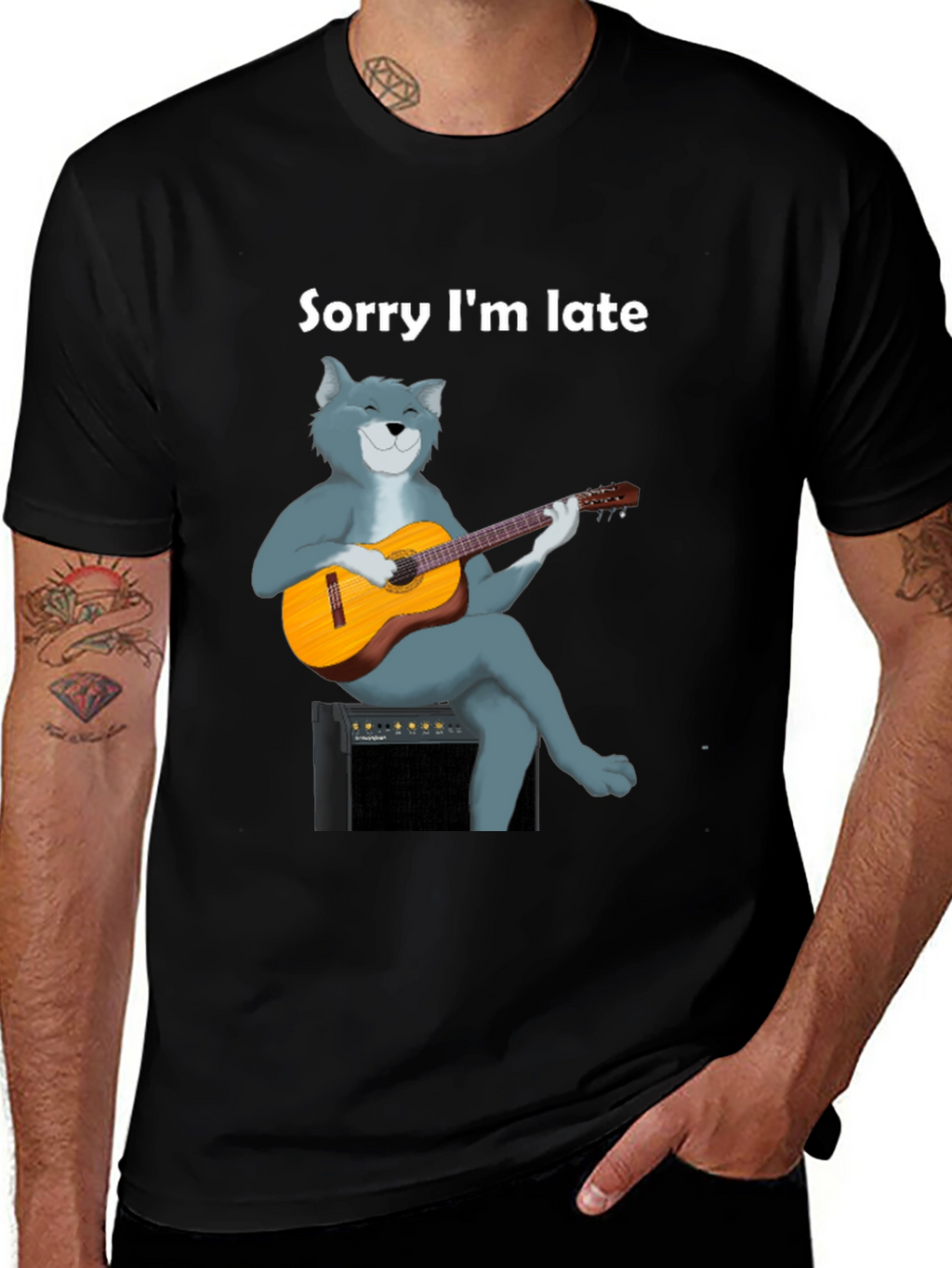 Sorry Im Late Cat Guitar T-Shirt