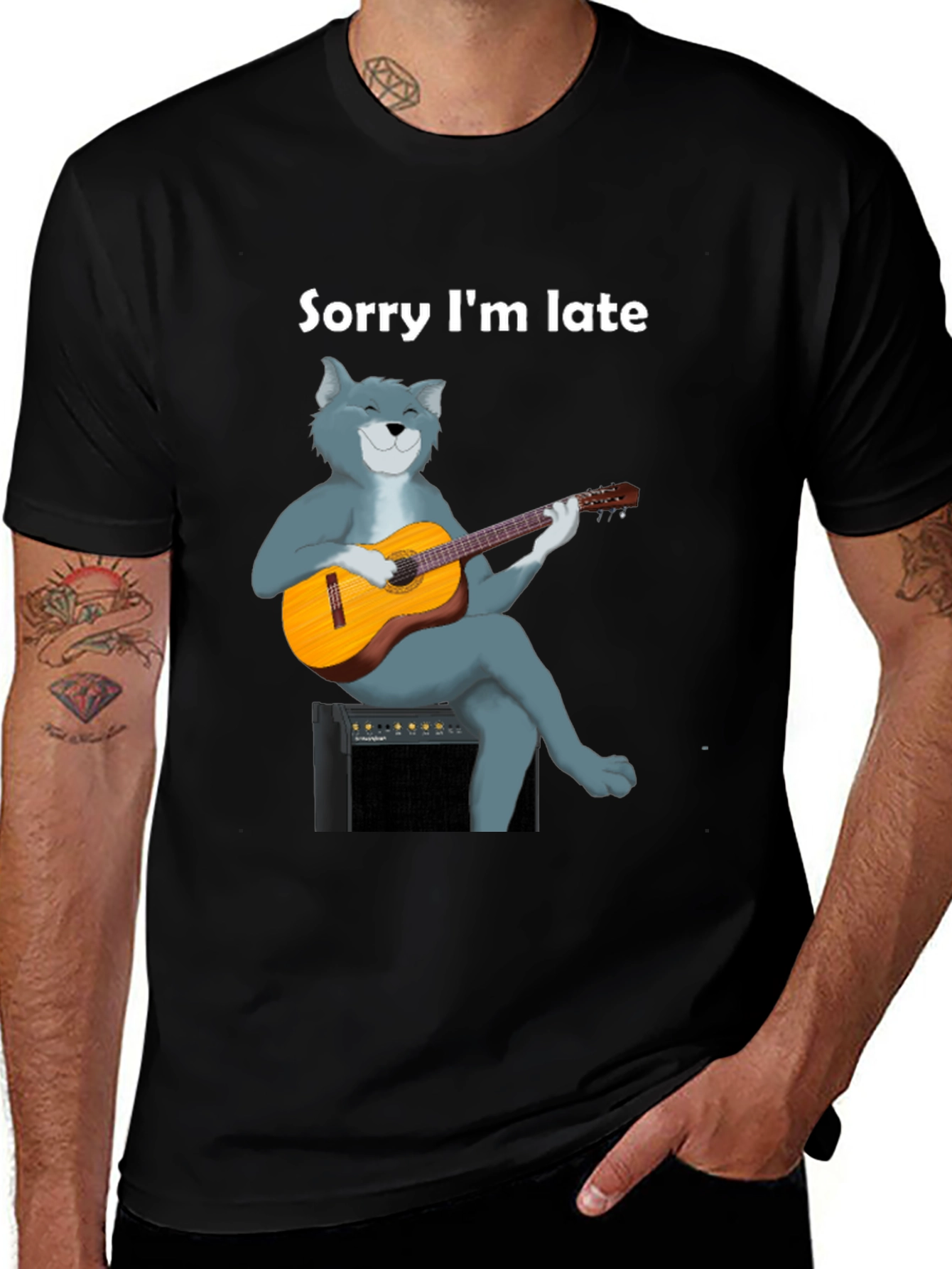 Sorry Im Late Cat Guitar T-Shirt
