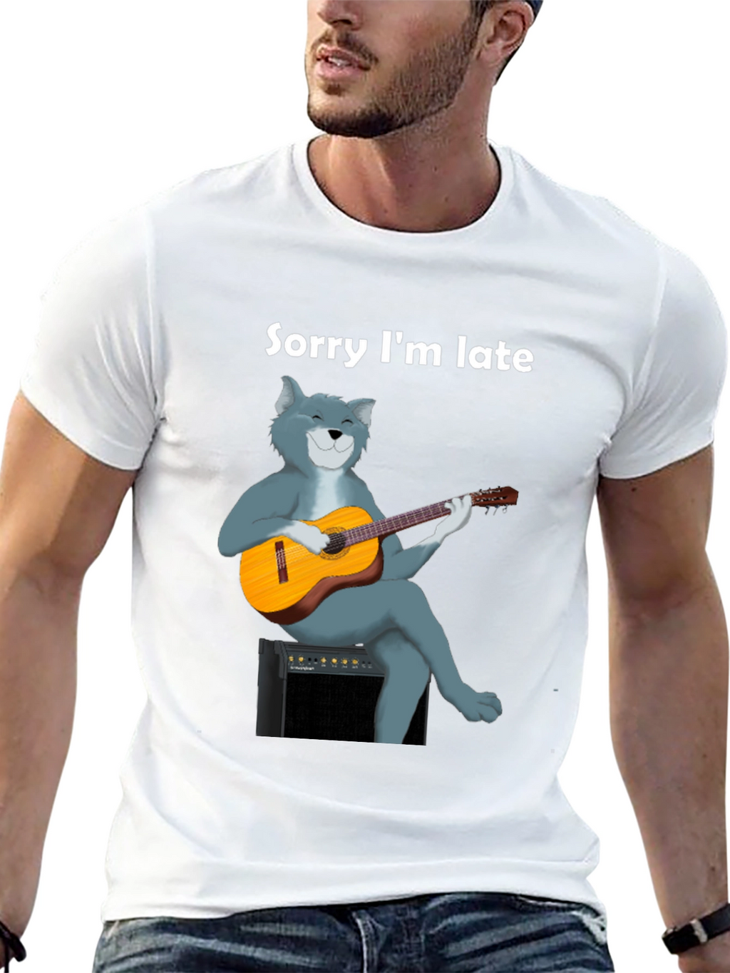 Sorry Im Late Cat Guitar T-Shirt