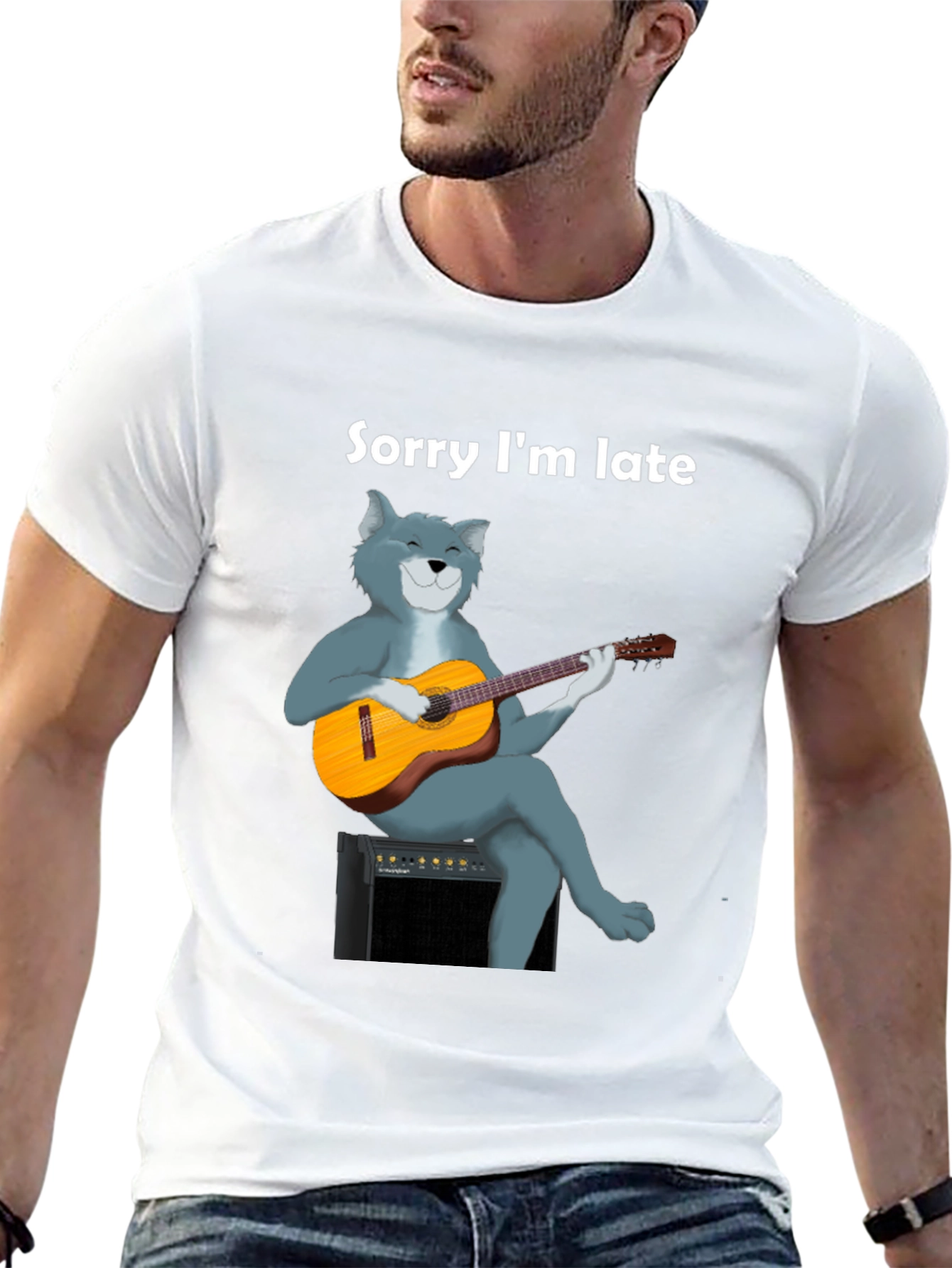 Sorry Im Late Cat Guitar T-Shirt