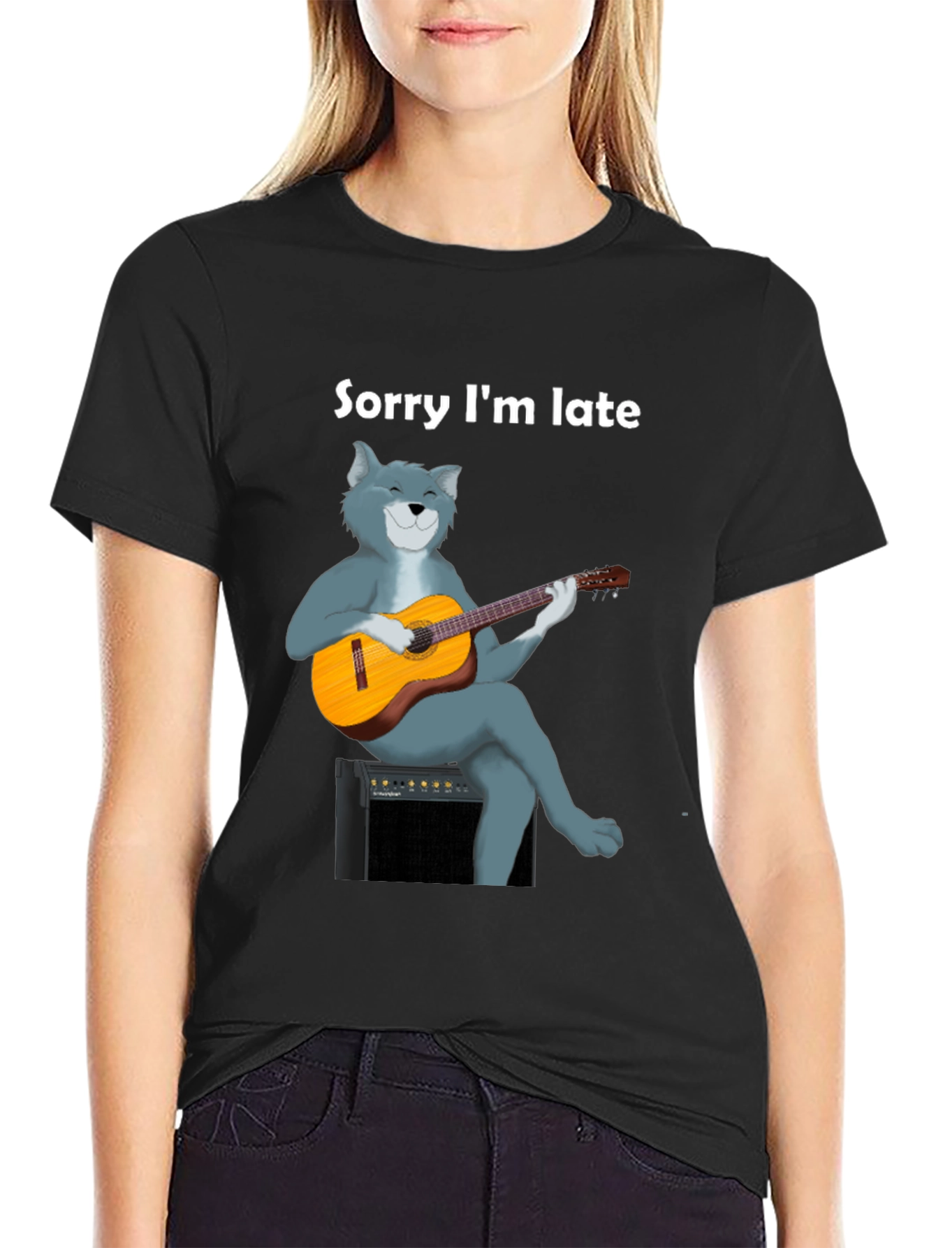 Sorry Im Late Cat Guitar T-Shirt
