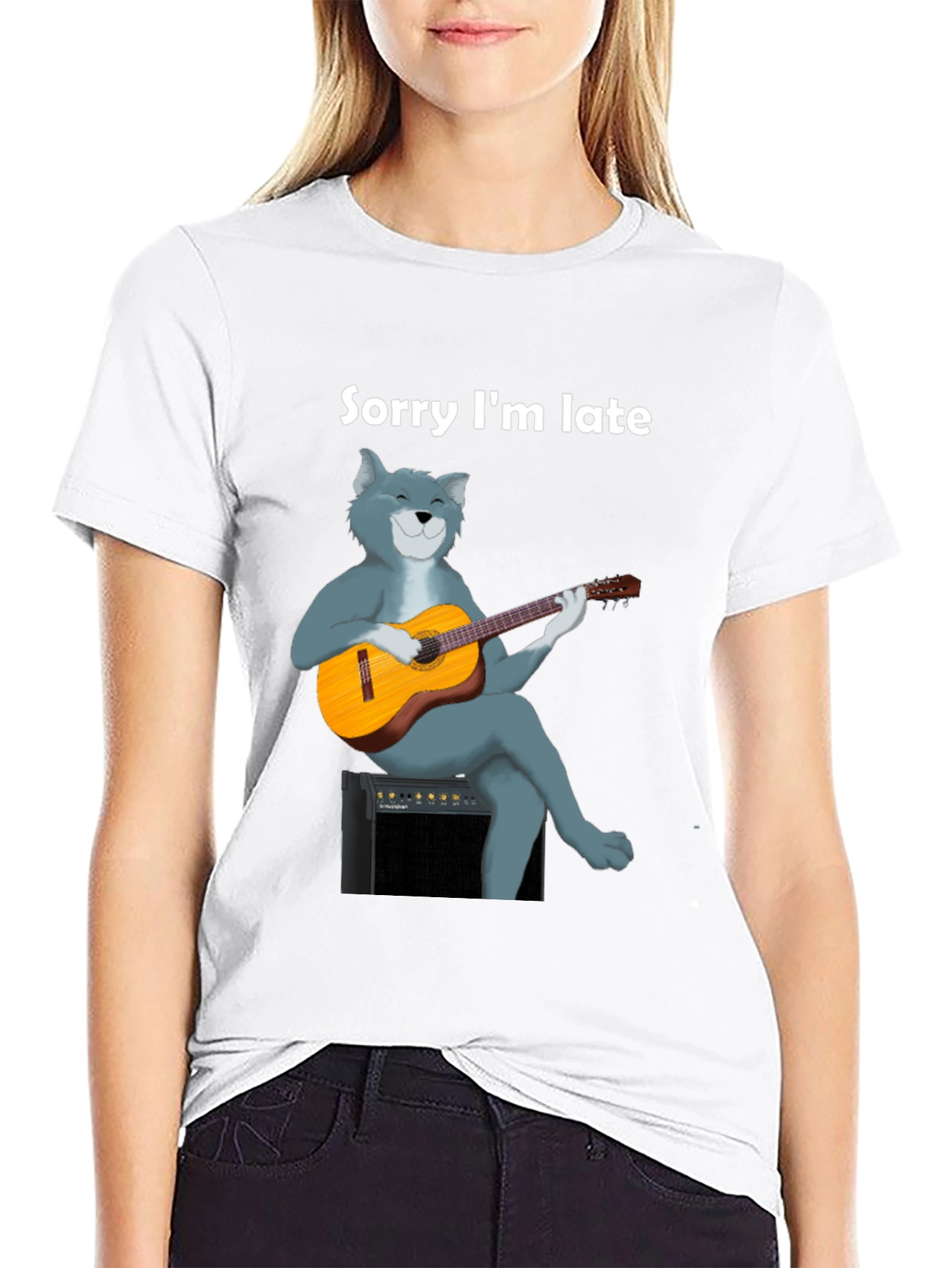 Sorry Im Late Cat Guitar T-Shirt