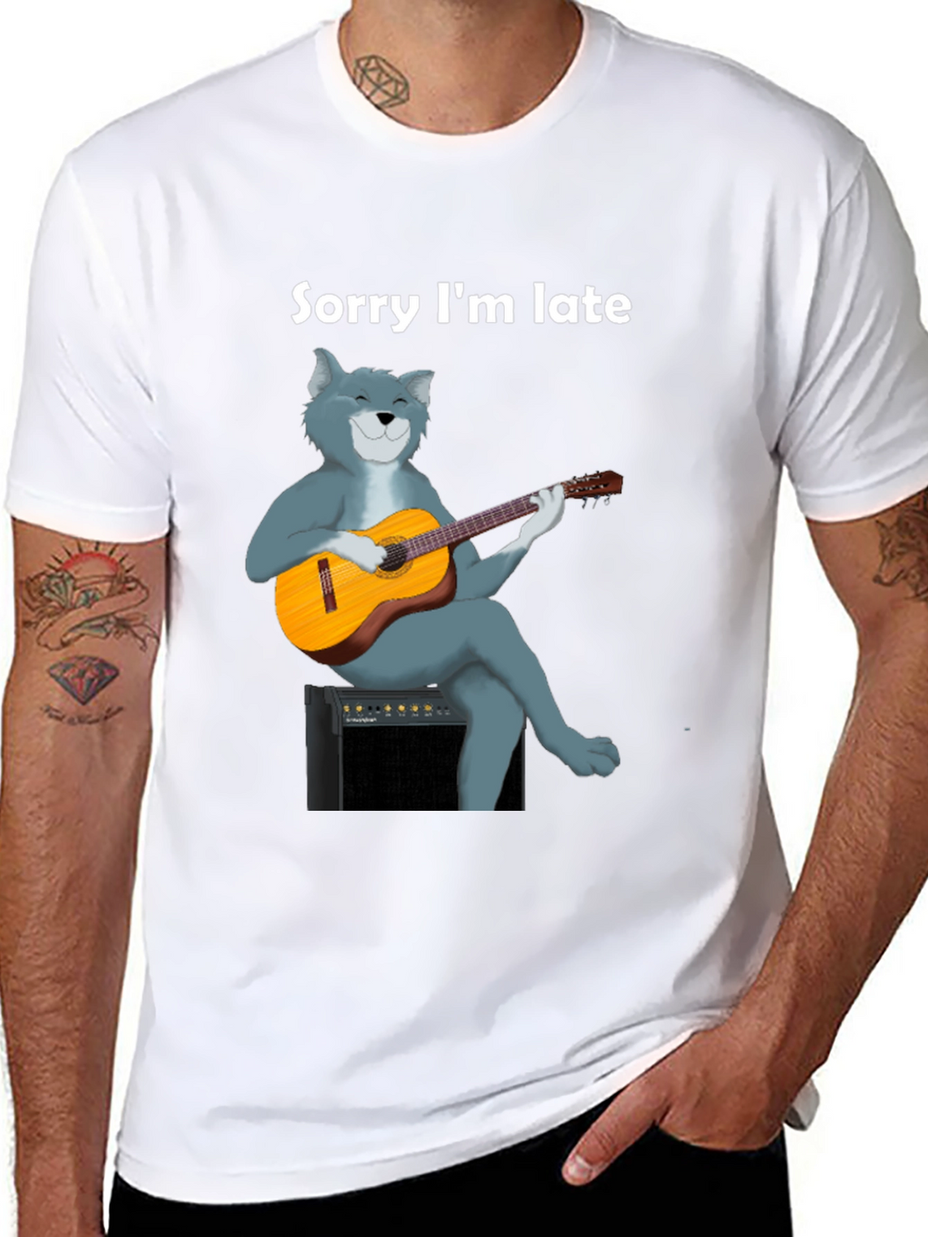 Sorry Im Late Cat Guitar T-Shirt