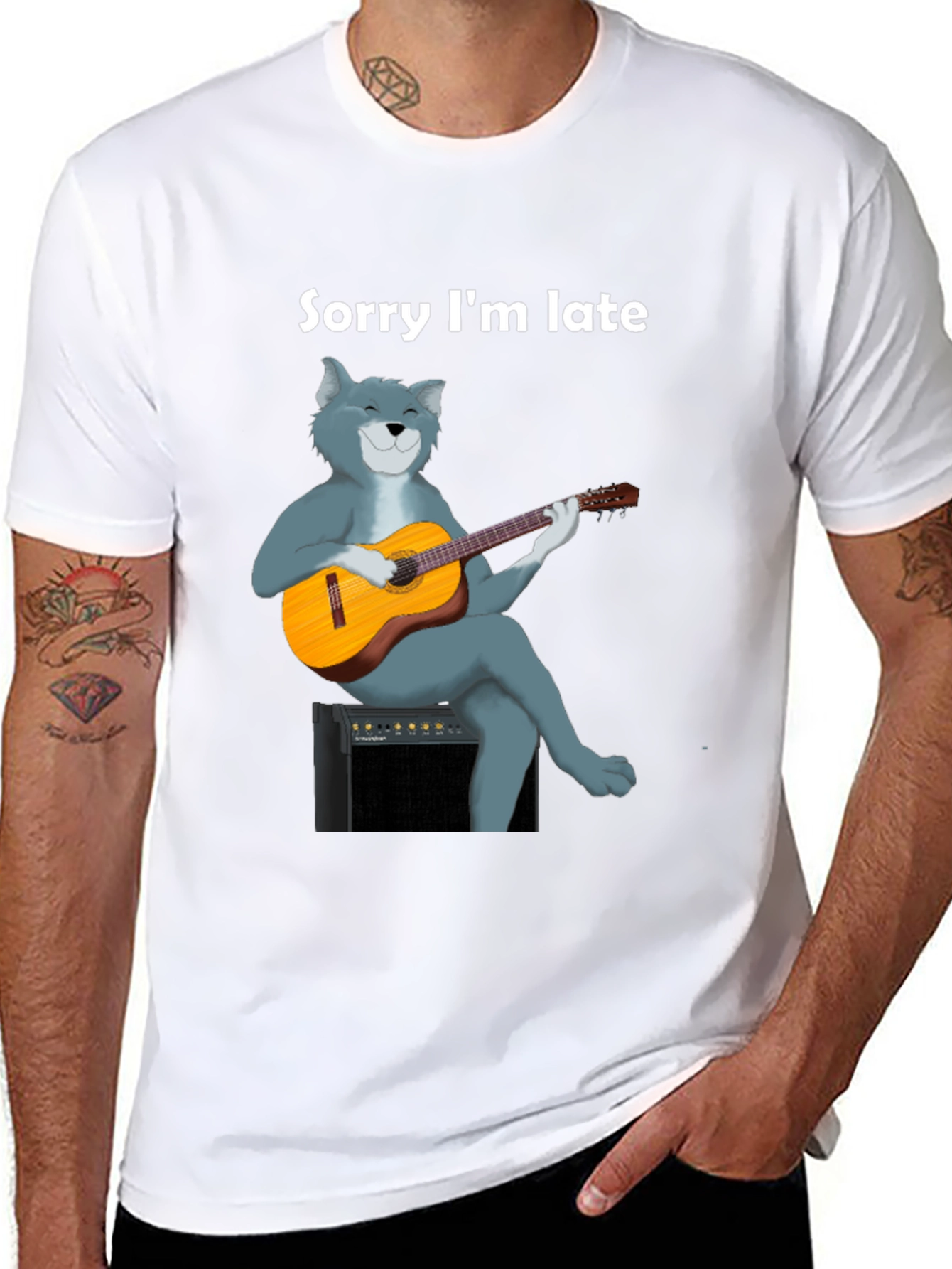 Sorry Im Late Cat Guitar T-Shirt