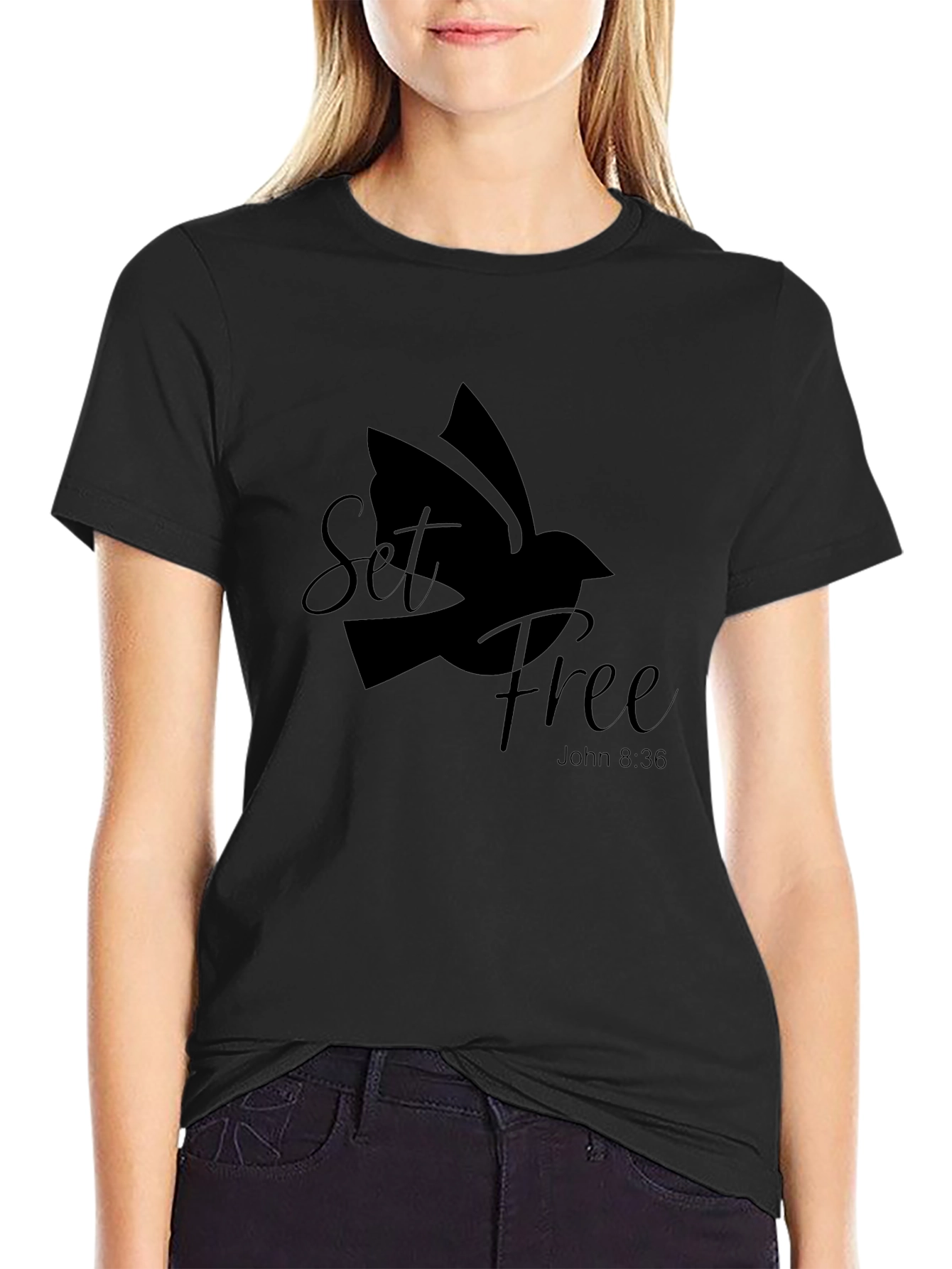 Set Free Dove Graphic Tee - Christian Inspired Black T-Shirt