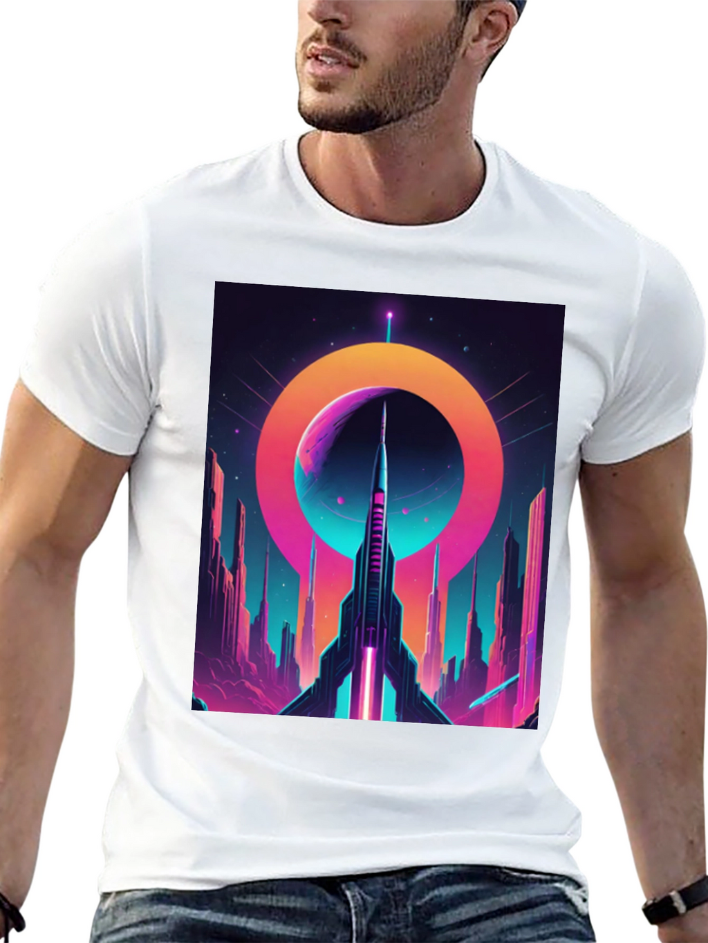 Retro Sci-Fi Rocket T-Shirt