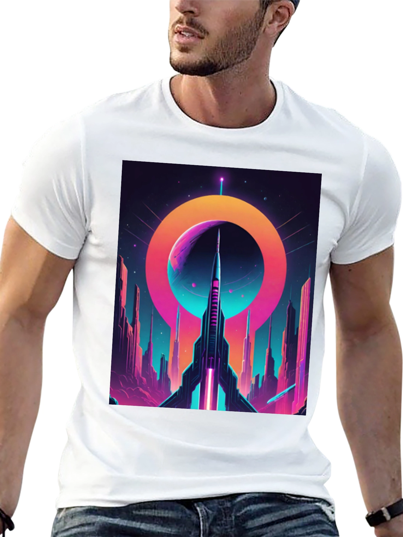 Retro Sci-Fi Rocket T-Shirt