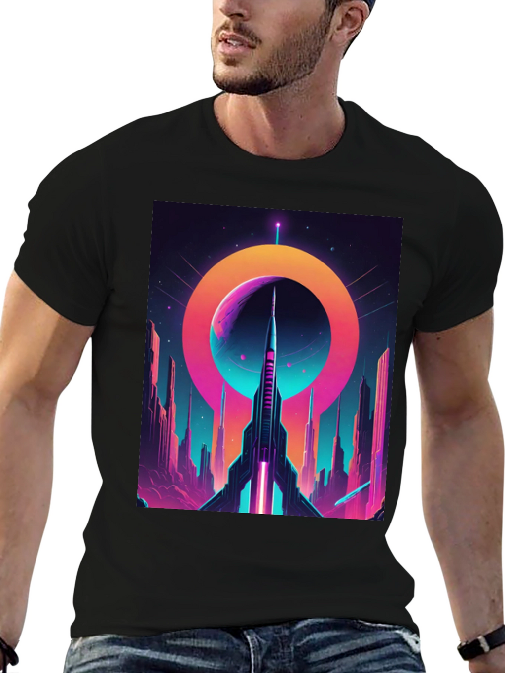 Retro Sci-Fi Rocket T-Shirt