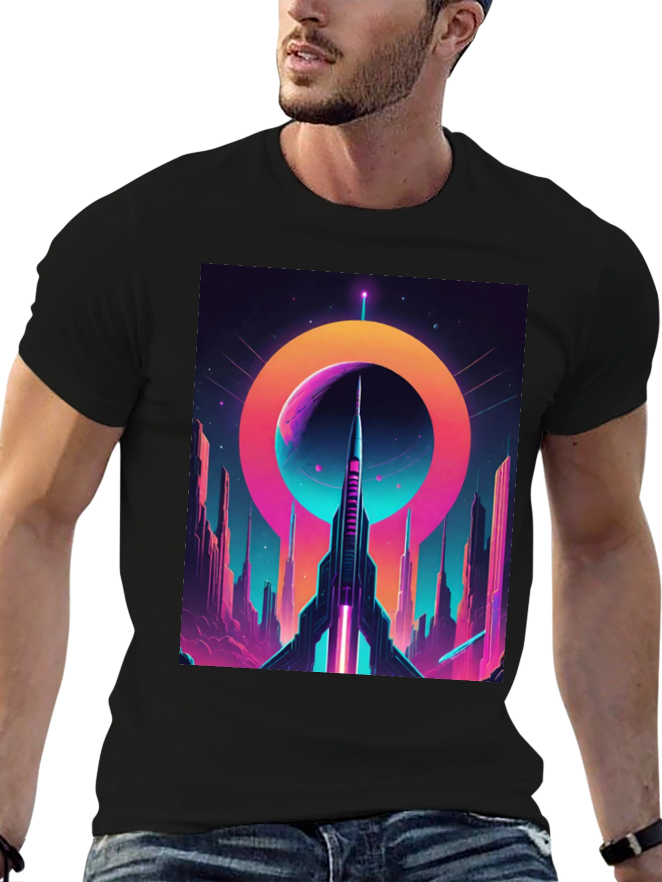Retro Sci-Fi Rocket T-Shirt
