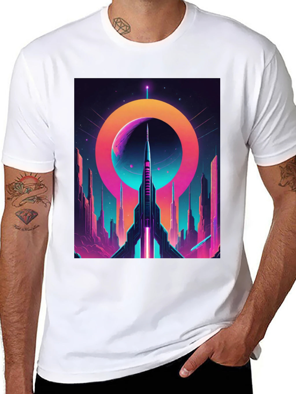 Retro Sci-Fi Rocket T-Shirt