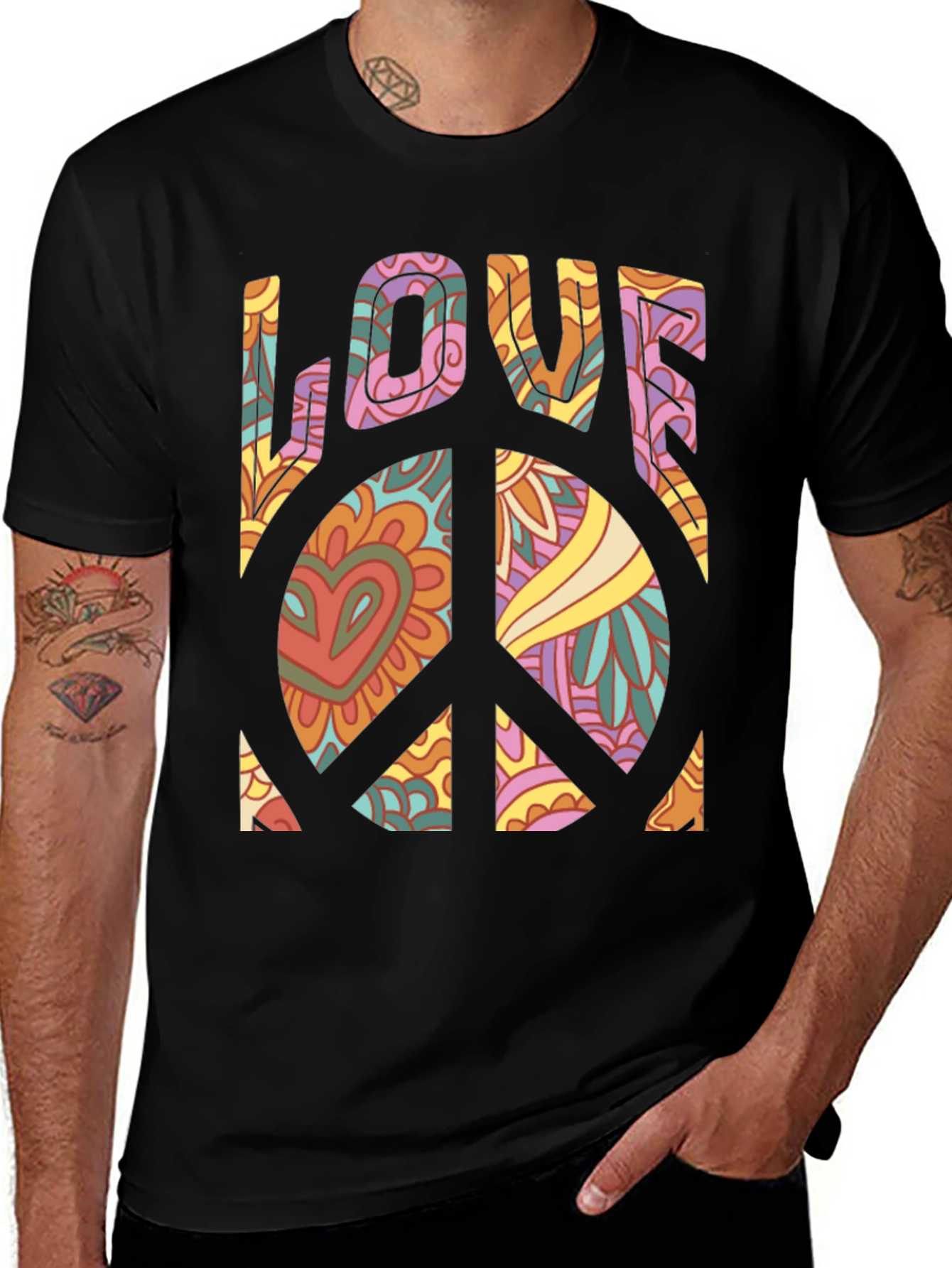 Retro Love Peace Sign Graphic Tee