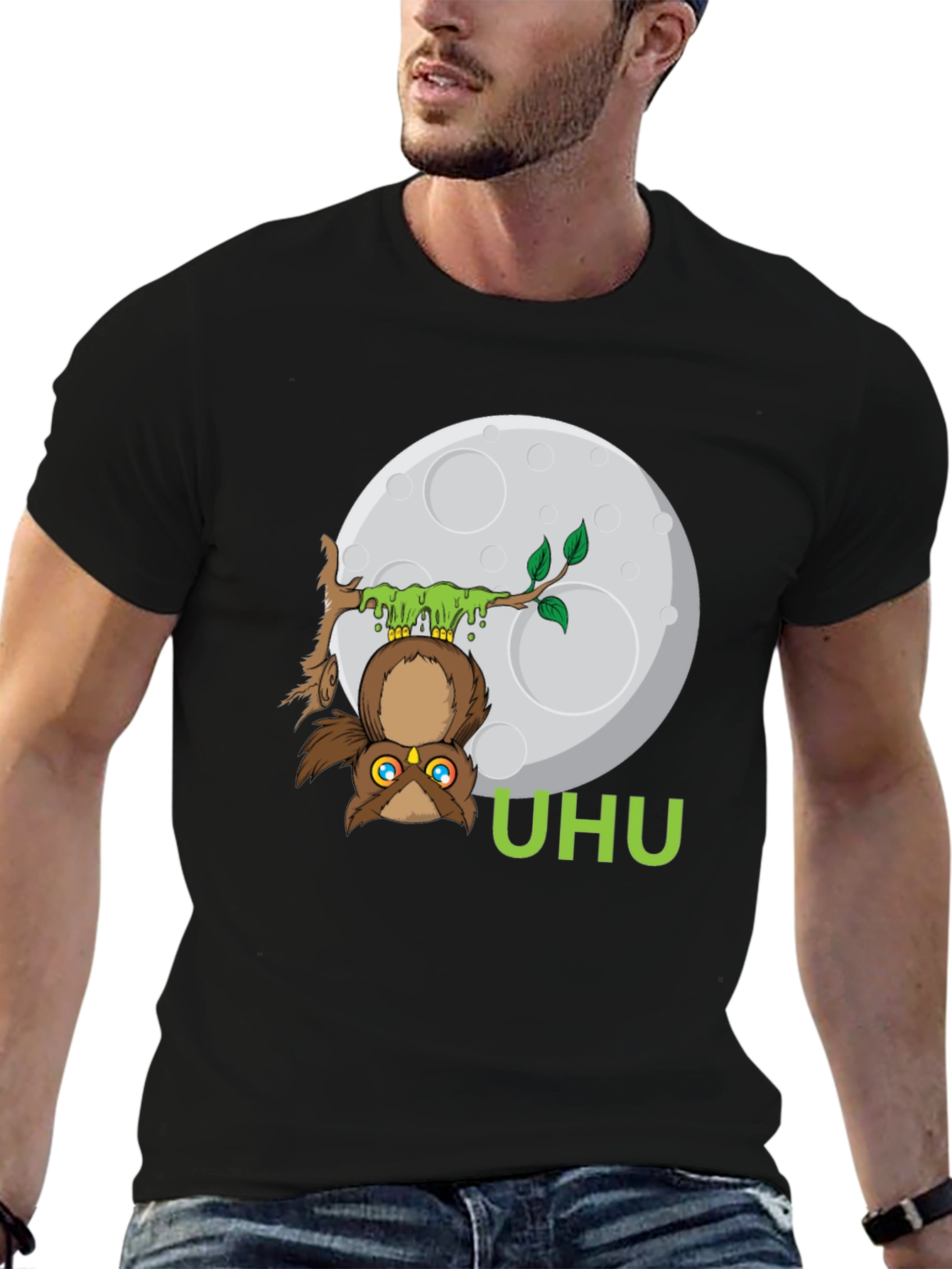 UHU Owl T-Shirt - Moonlit Design