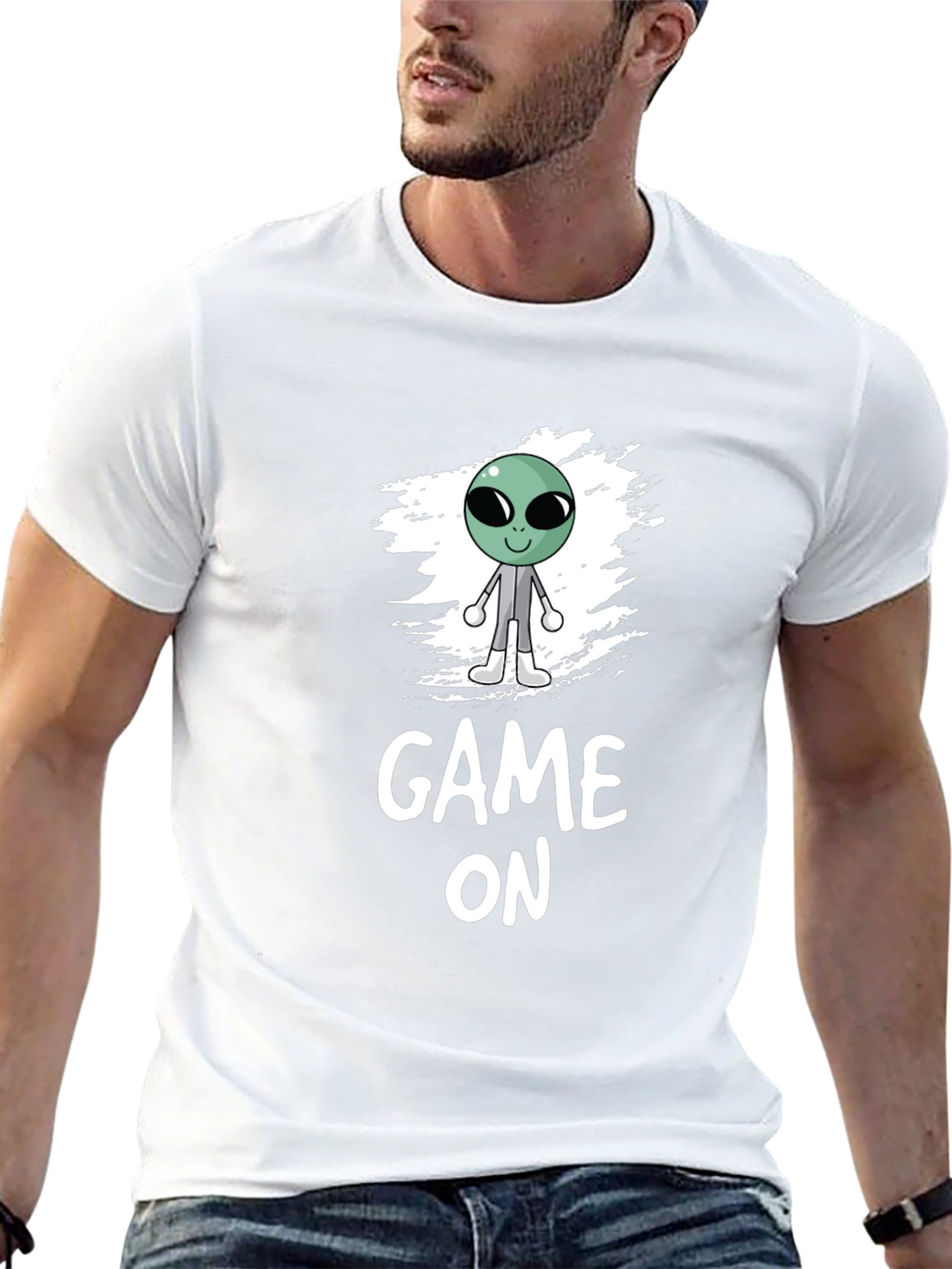 Game On Alien Graphic Black T-Shirt