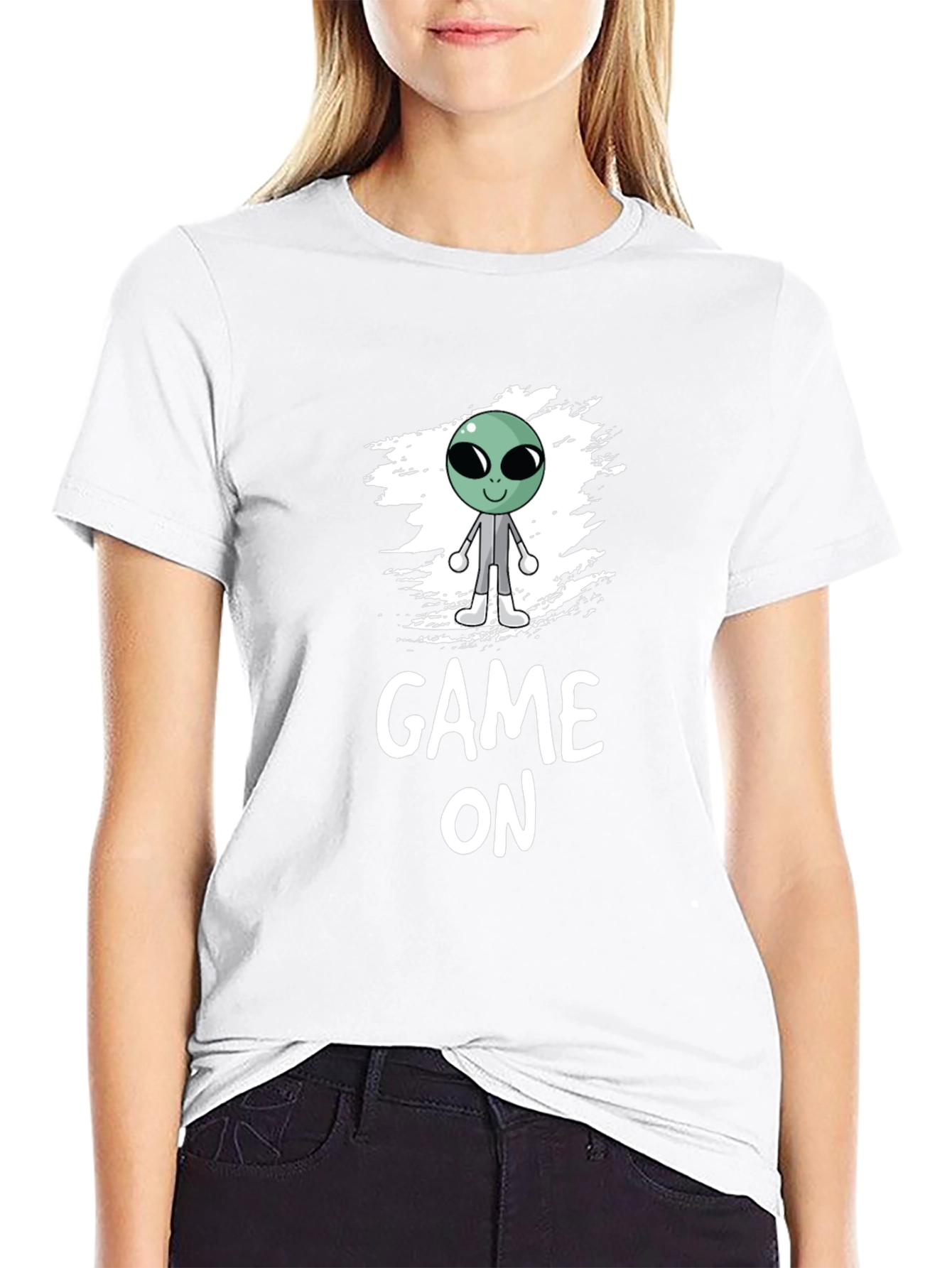 Game On Alien Graphic Black T-Shirt