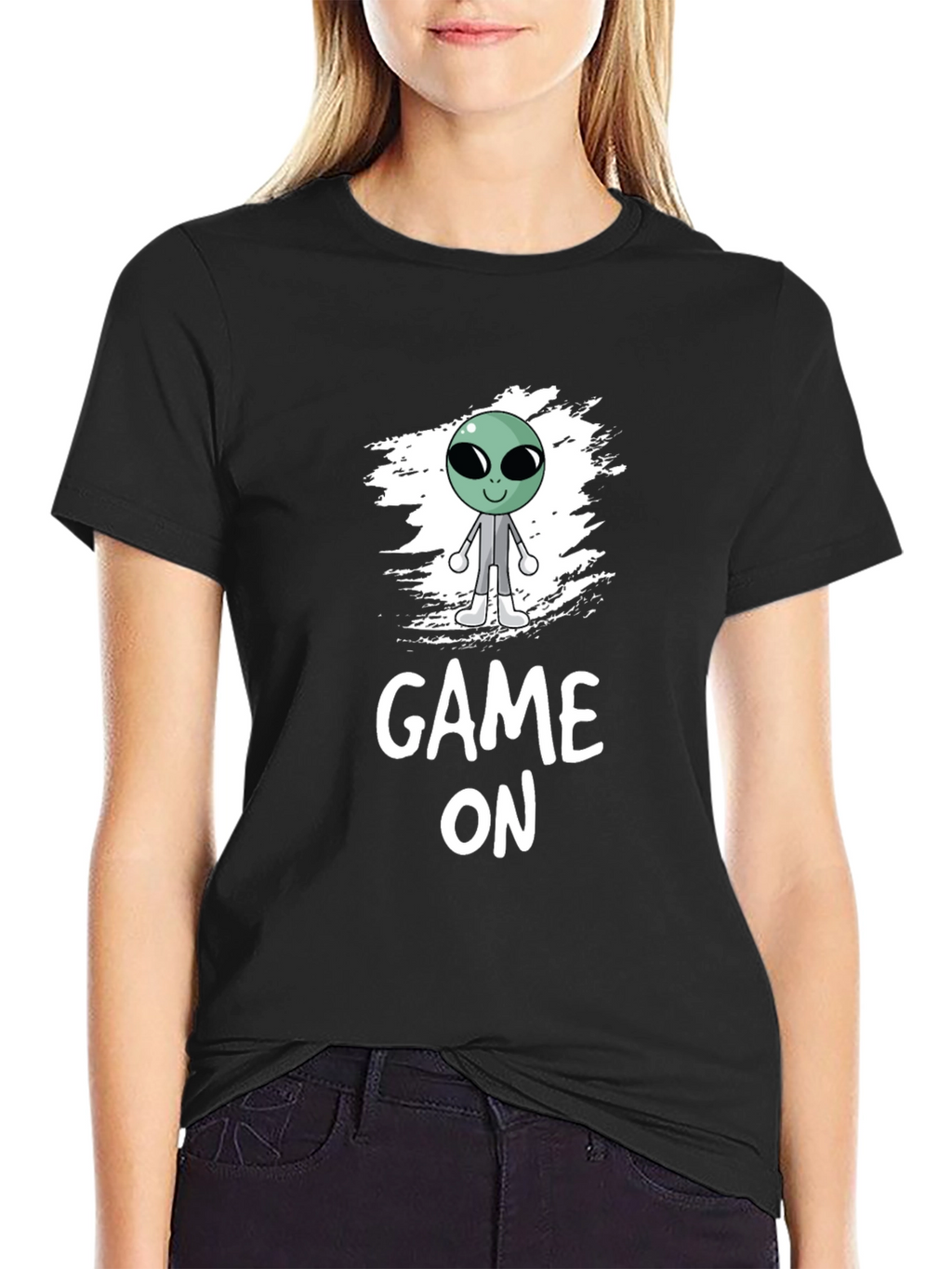 Game On Alien Graphic Black T-Shirt