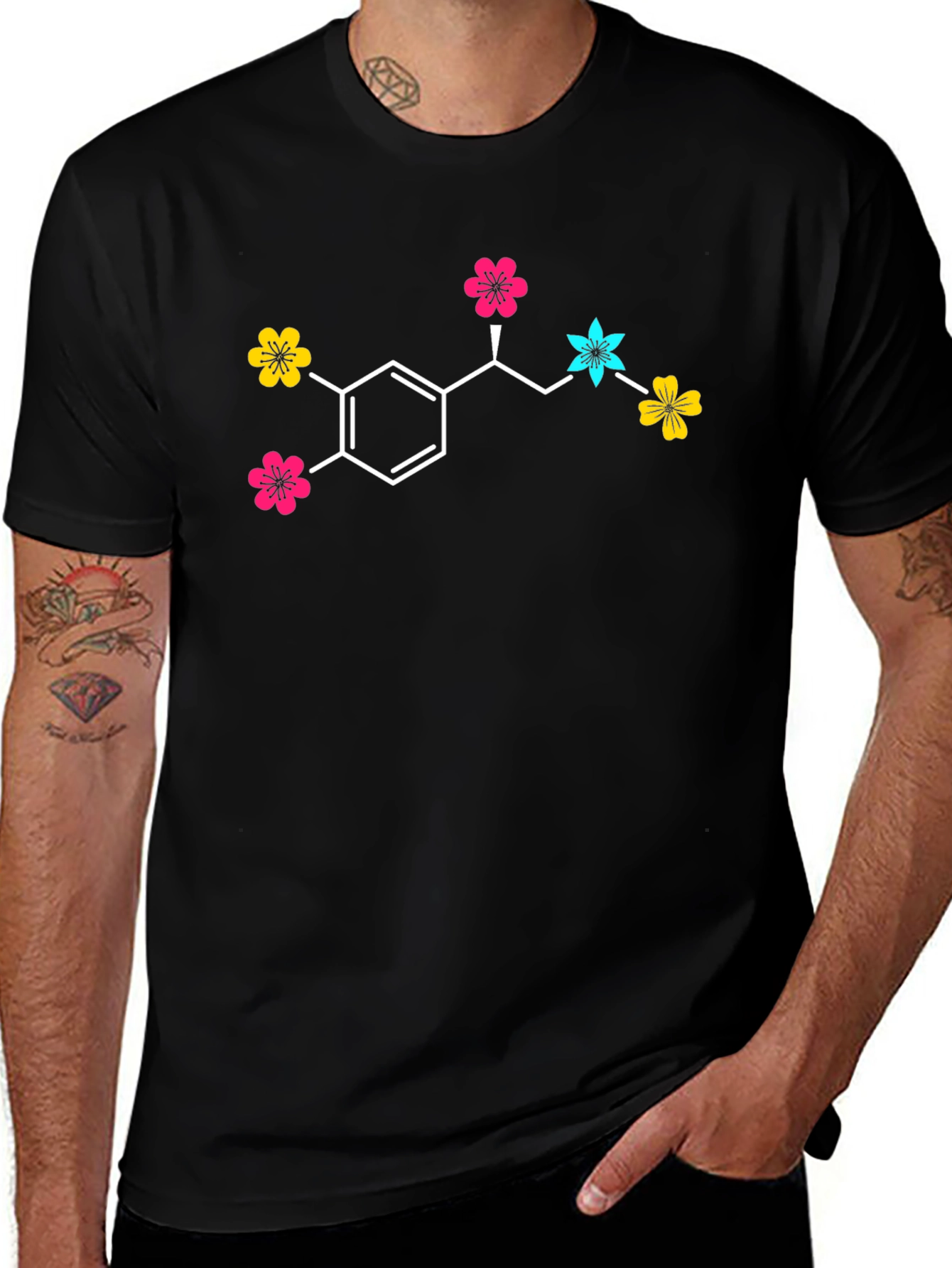 Dopamine Molecule Flower T-Shirt