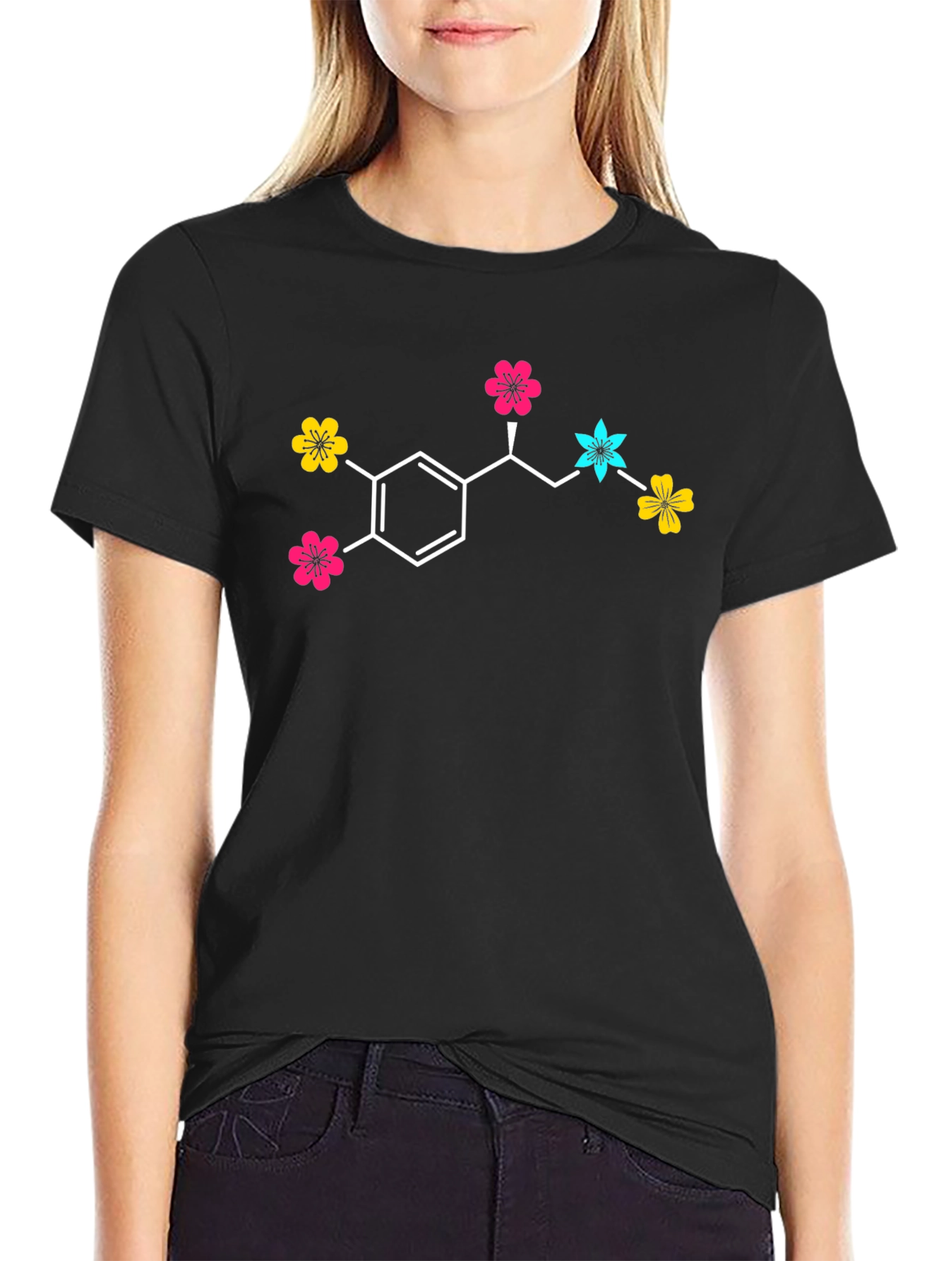 Dopamine Molecule Flower T-Shirt