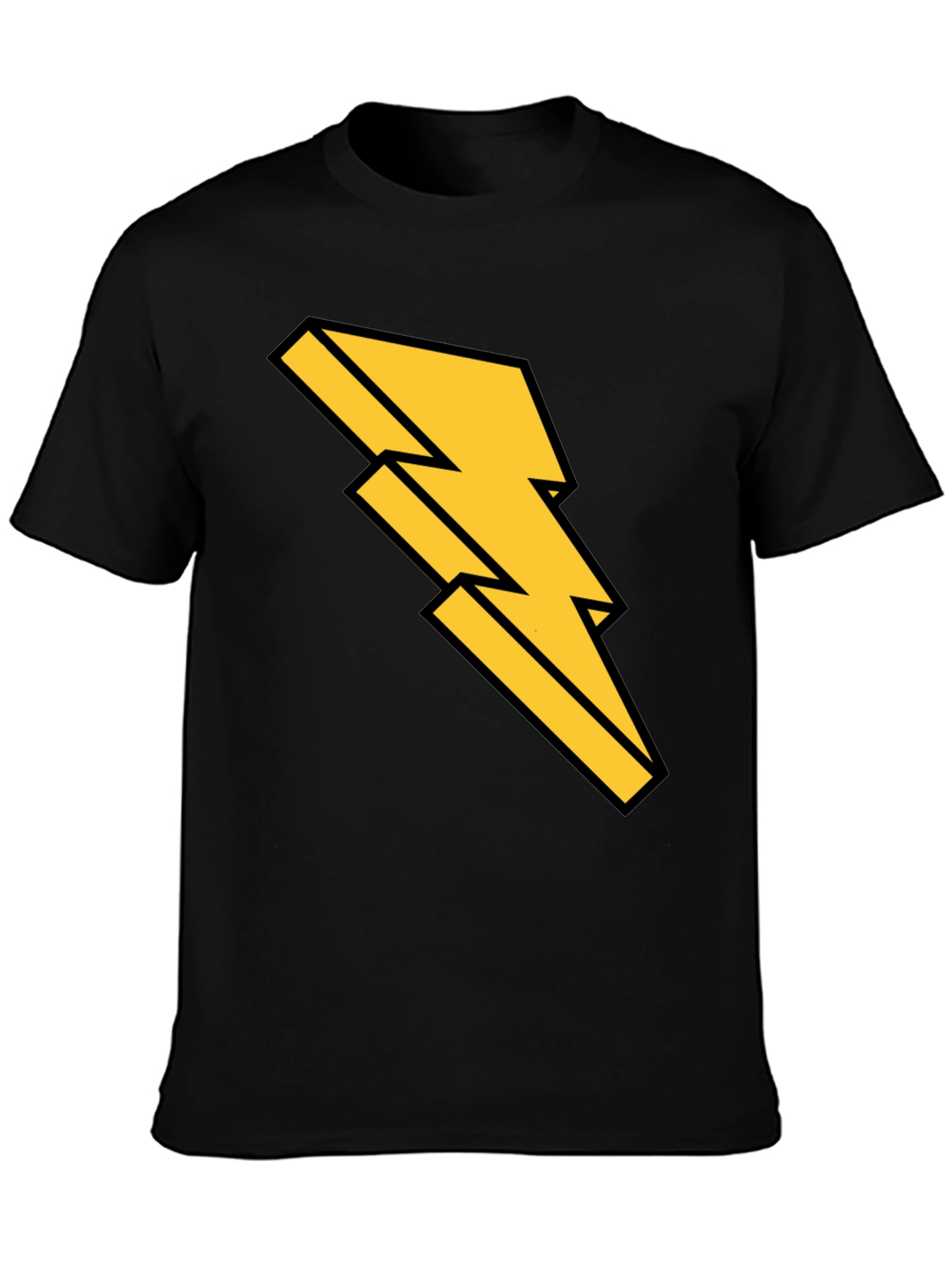 Black T-Shirt with Bold Lightning Bolt Design