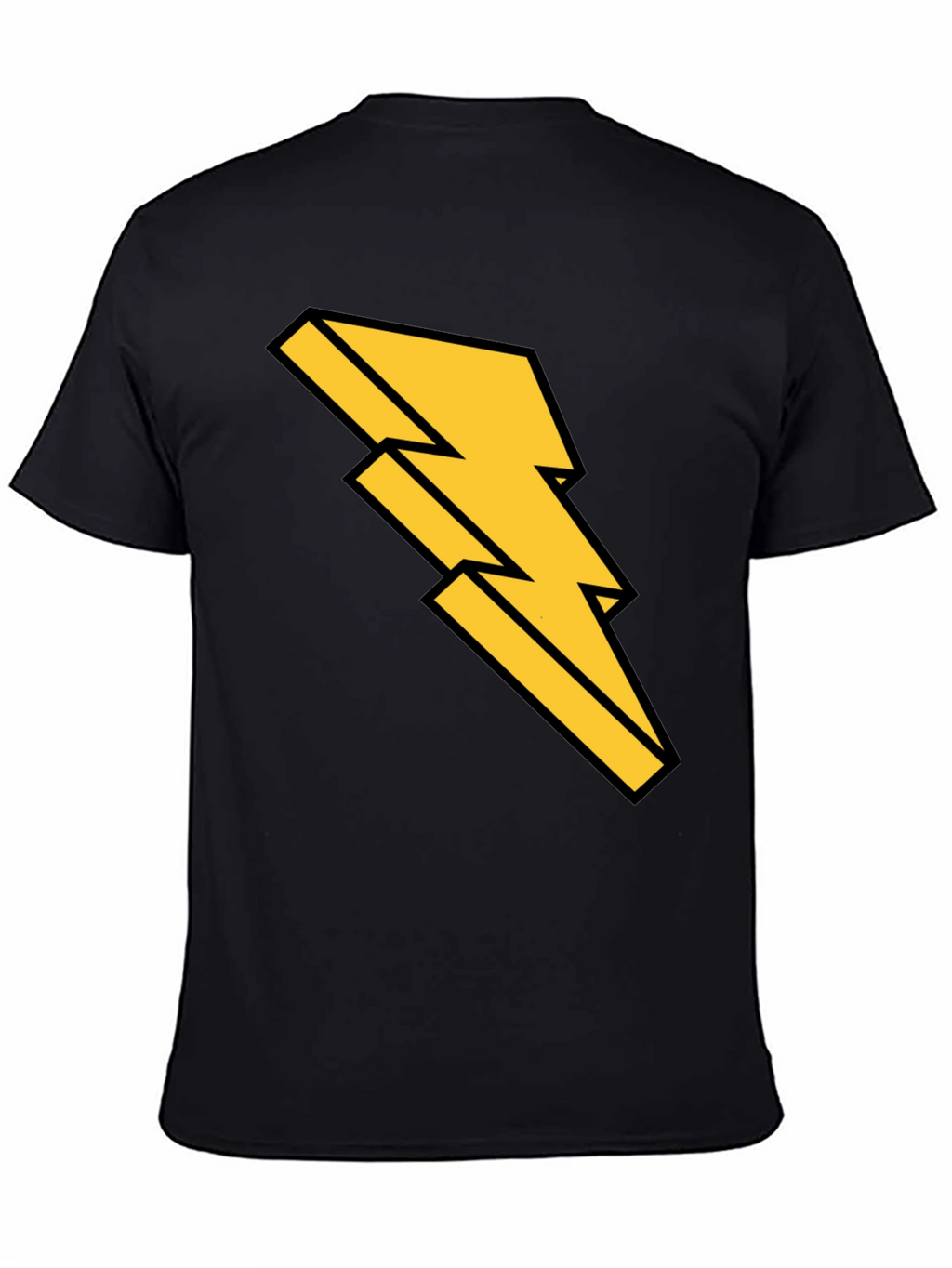 Black T-Shirt with Bold Lightning Bolt Design