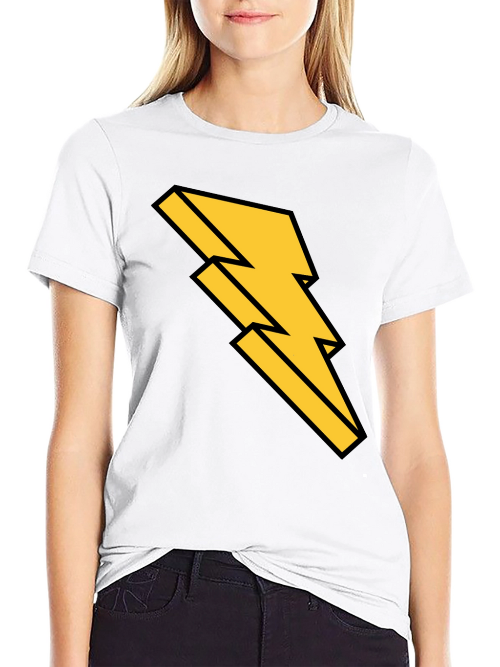 Black T-Shirt with Bold Lightning Bolt Design