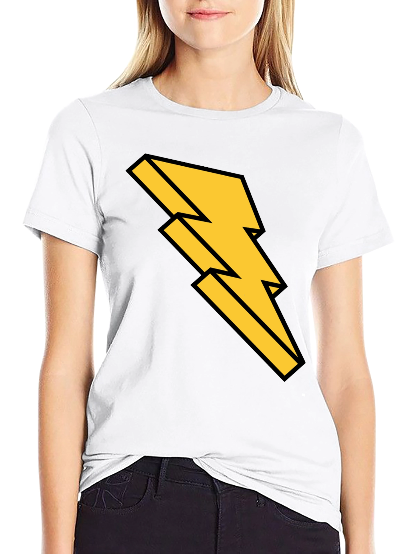 Black T-Shirt with Bold Lightning Bolt Design