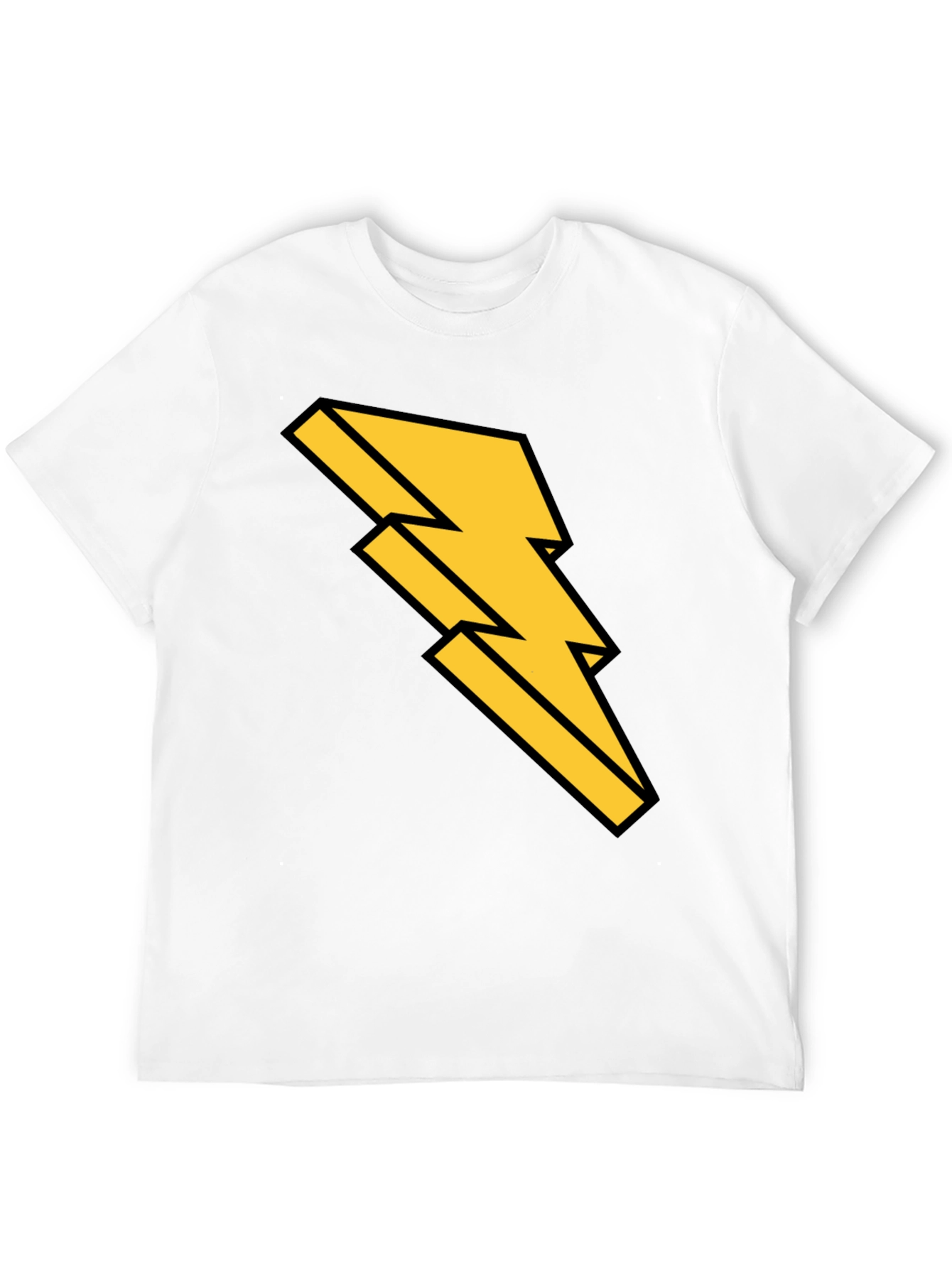 Black T-Shirt with Bold Lightning Bolt Design