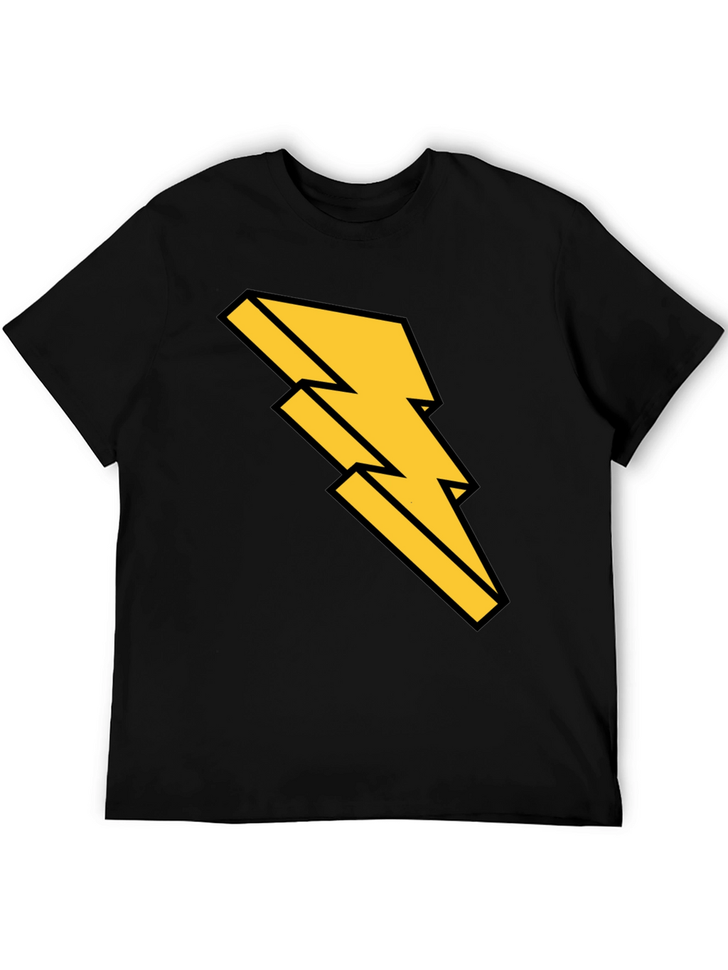 Black T-Shirt with Bold Lightning Bolt Design