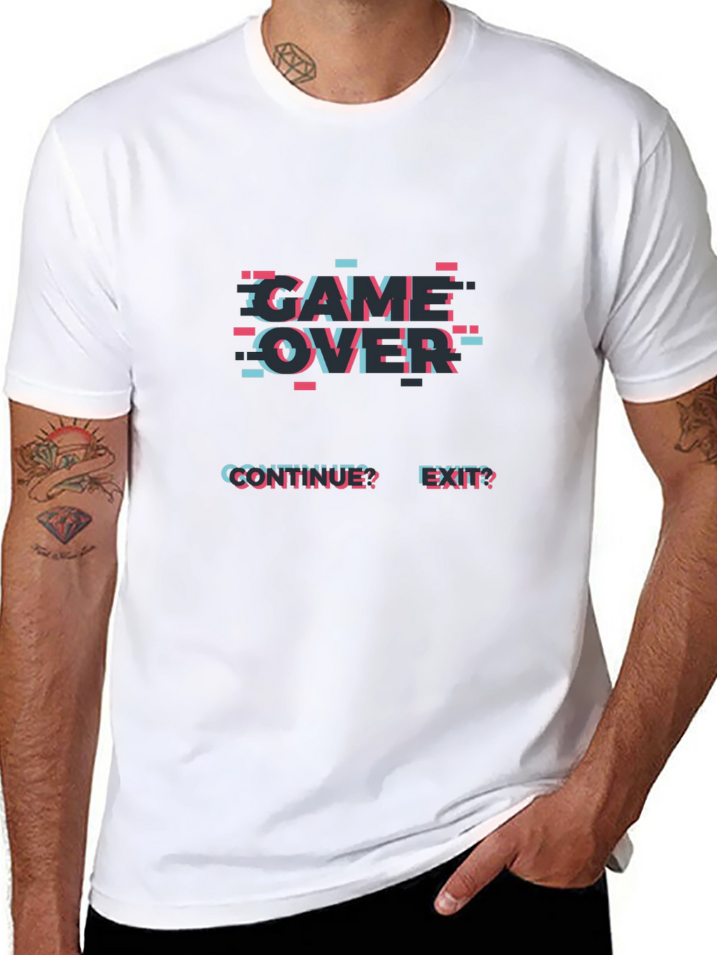 Game Over Glitch Tee - Gamer Style Black T-Shirt