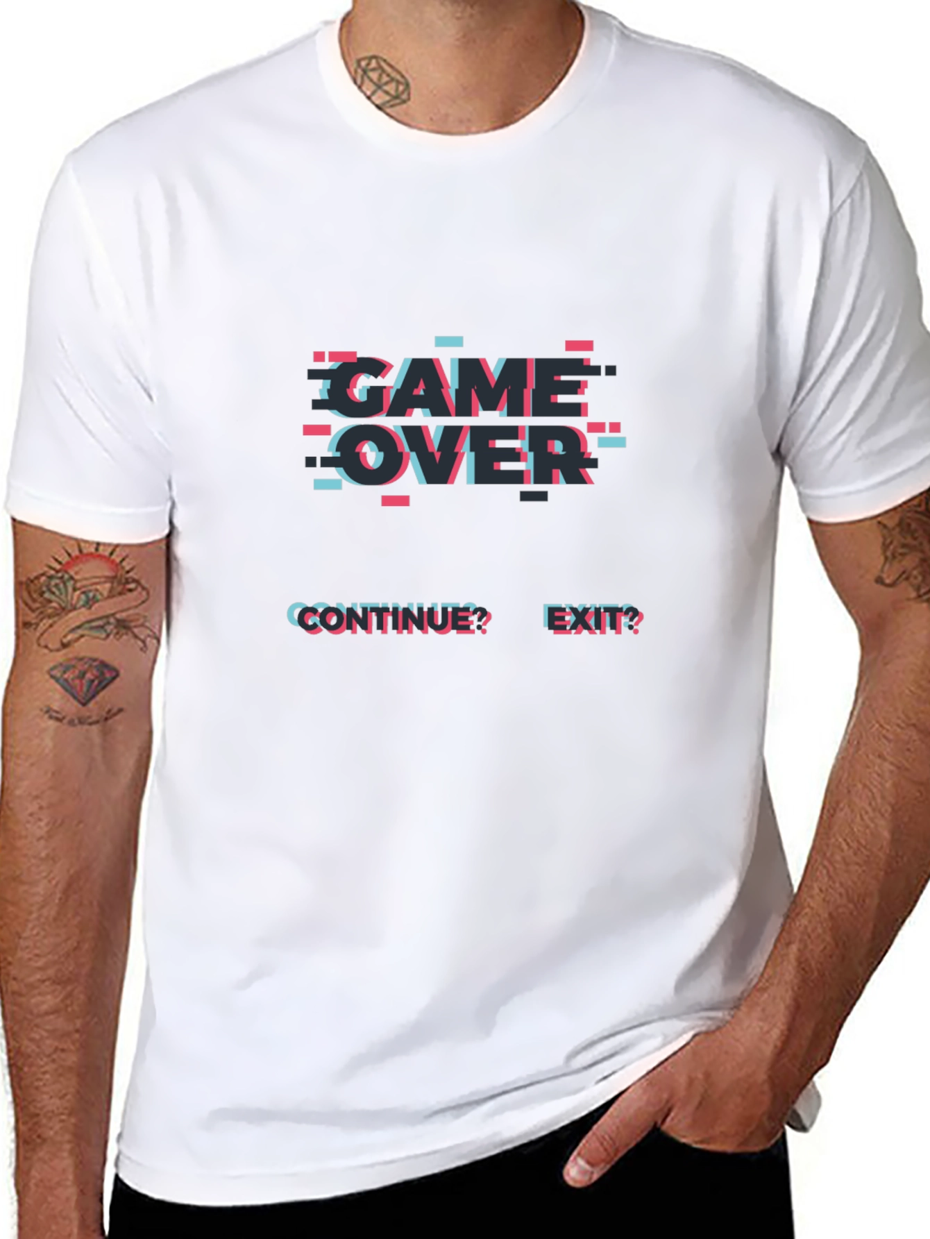 Game Over Glitch Tee - Gamer Style Black T-Shirt