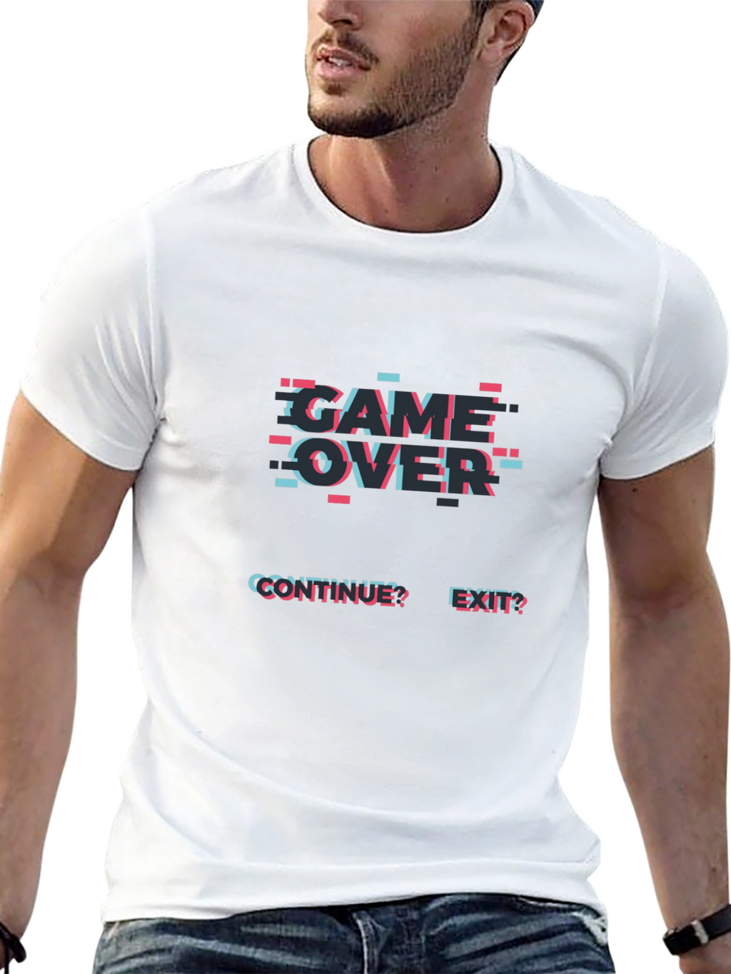 Game Over Glitch Tee - Gamer Style Black T-Shirt